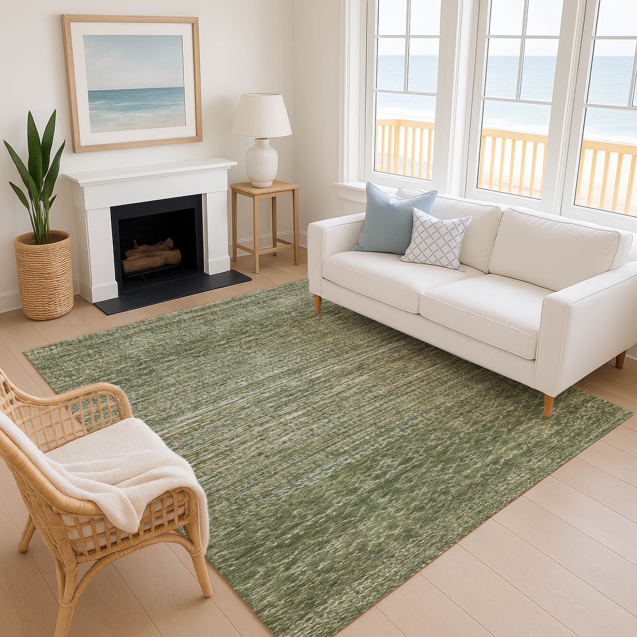 Sintra Machine Washable Transitional Fern Green Rug 2'6" x 3'10" #shape_Rectangle