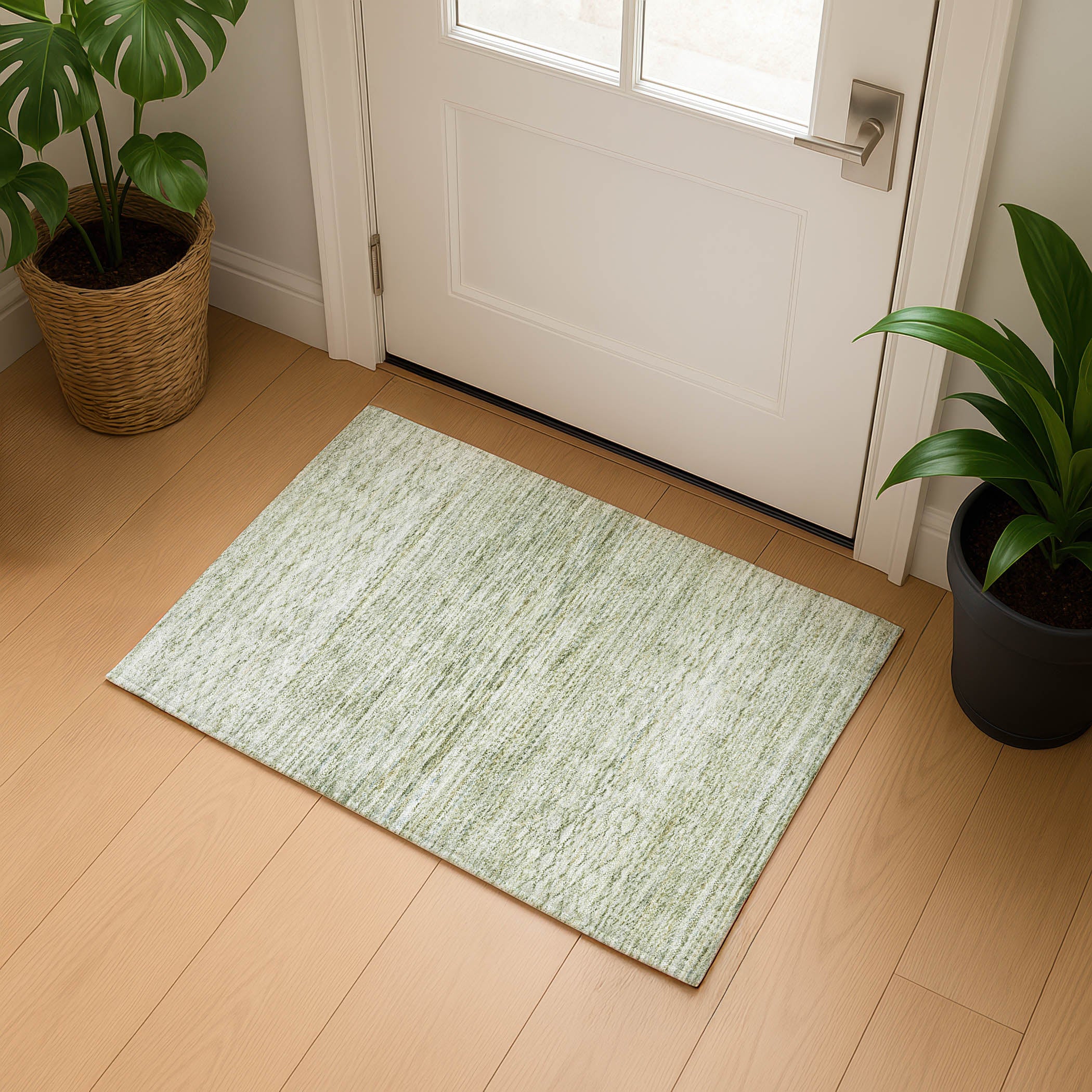 Sintra Machine Washable Transitional Sage Green Rug 1'8" x 2'6" #shape_Rectangle