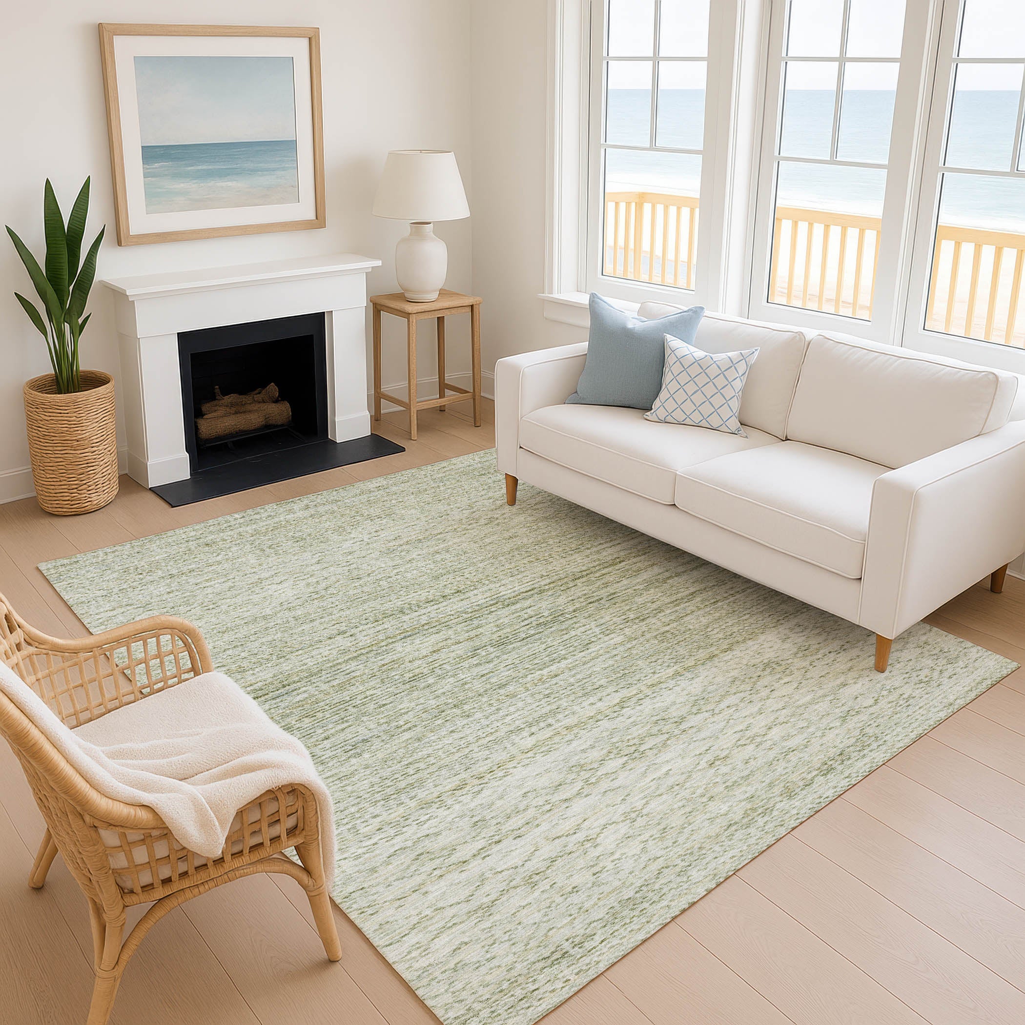 Sintra Machine Washable Transitional Sage Green Rug 2'6" x 3'10" #shape_Rectangle