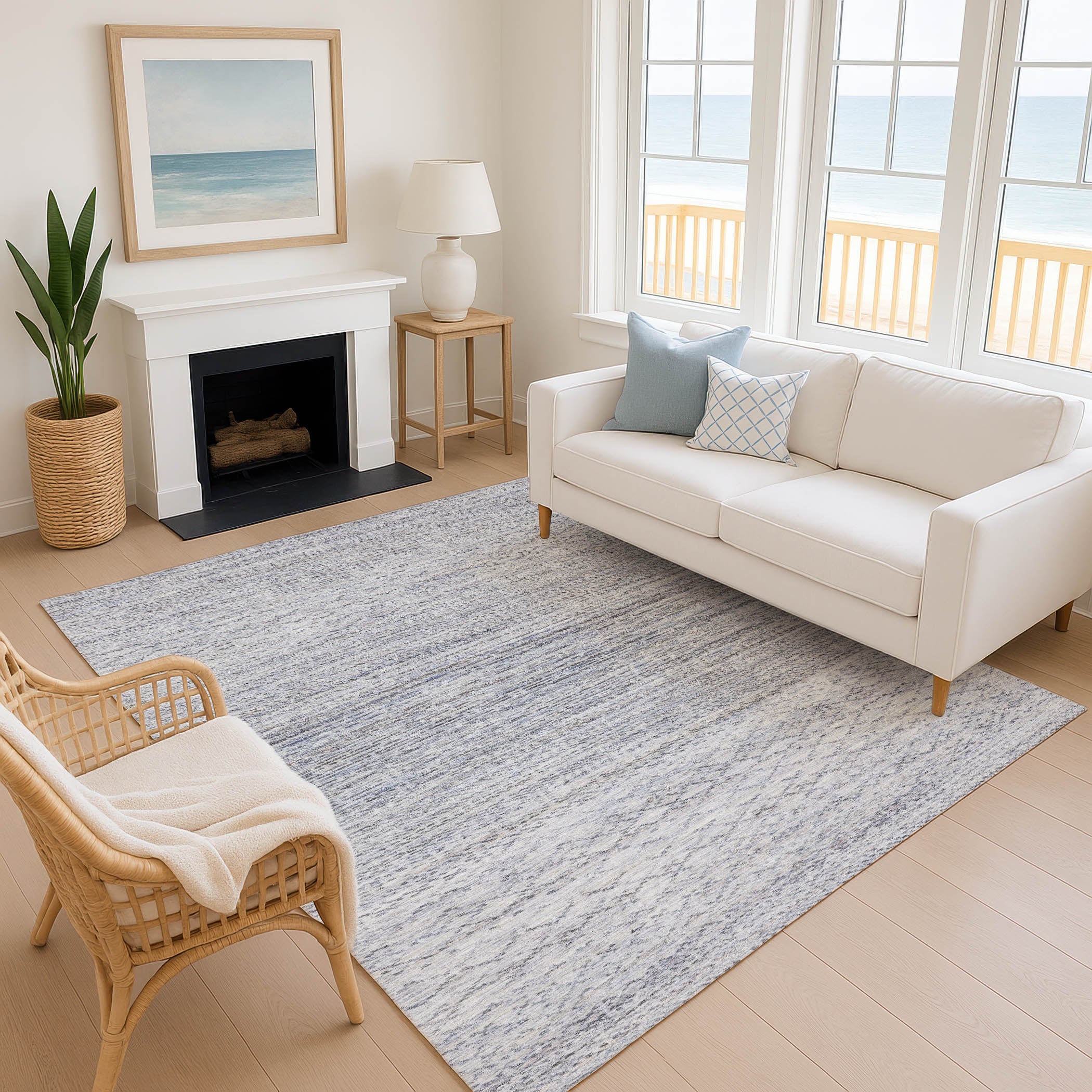 Sintra Machine Washable Transitional Sky Blue Rug 2'6" x 3'10" #shape_Rectangle