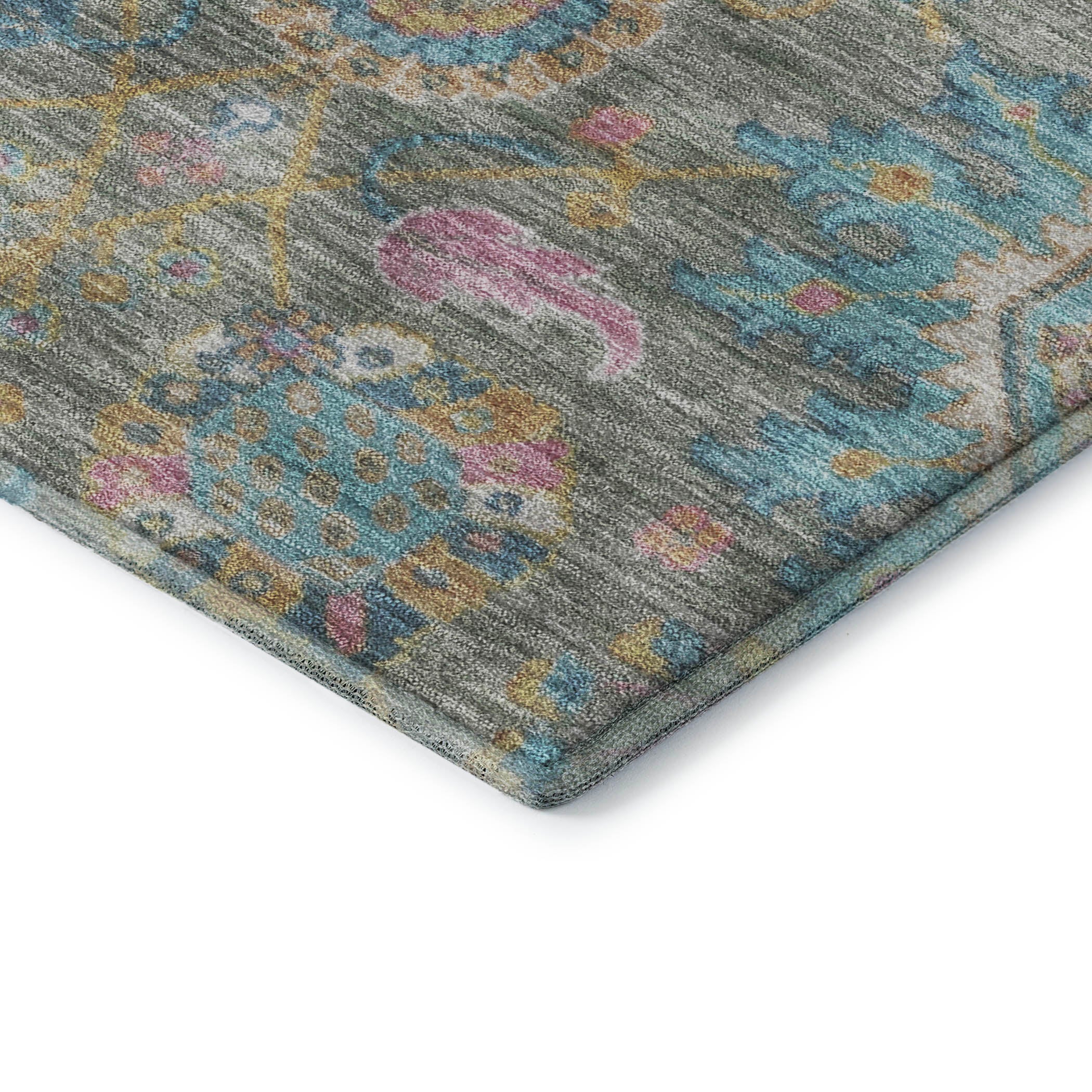Cusco Machine Washable Traditional Aloe Green Rug 1'8" x 2'6" #shape_Rectangle