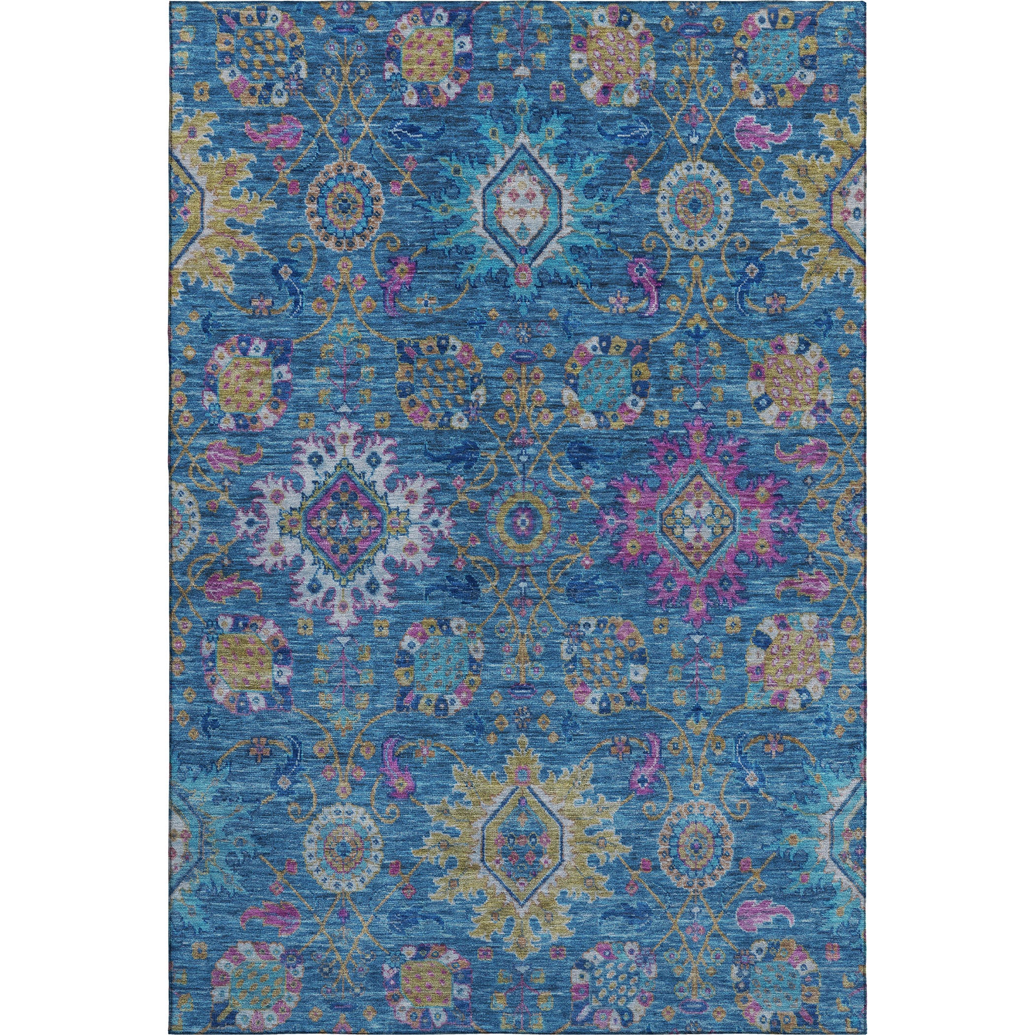 Cusco Machine Washable Traditional Blue Rug 2'6" x 3'10" #shape_Rectangle