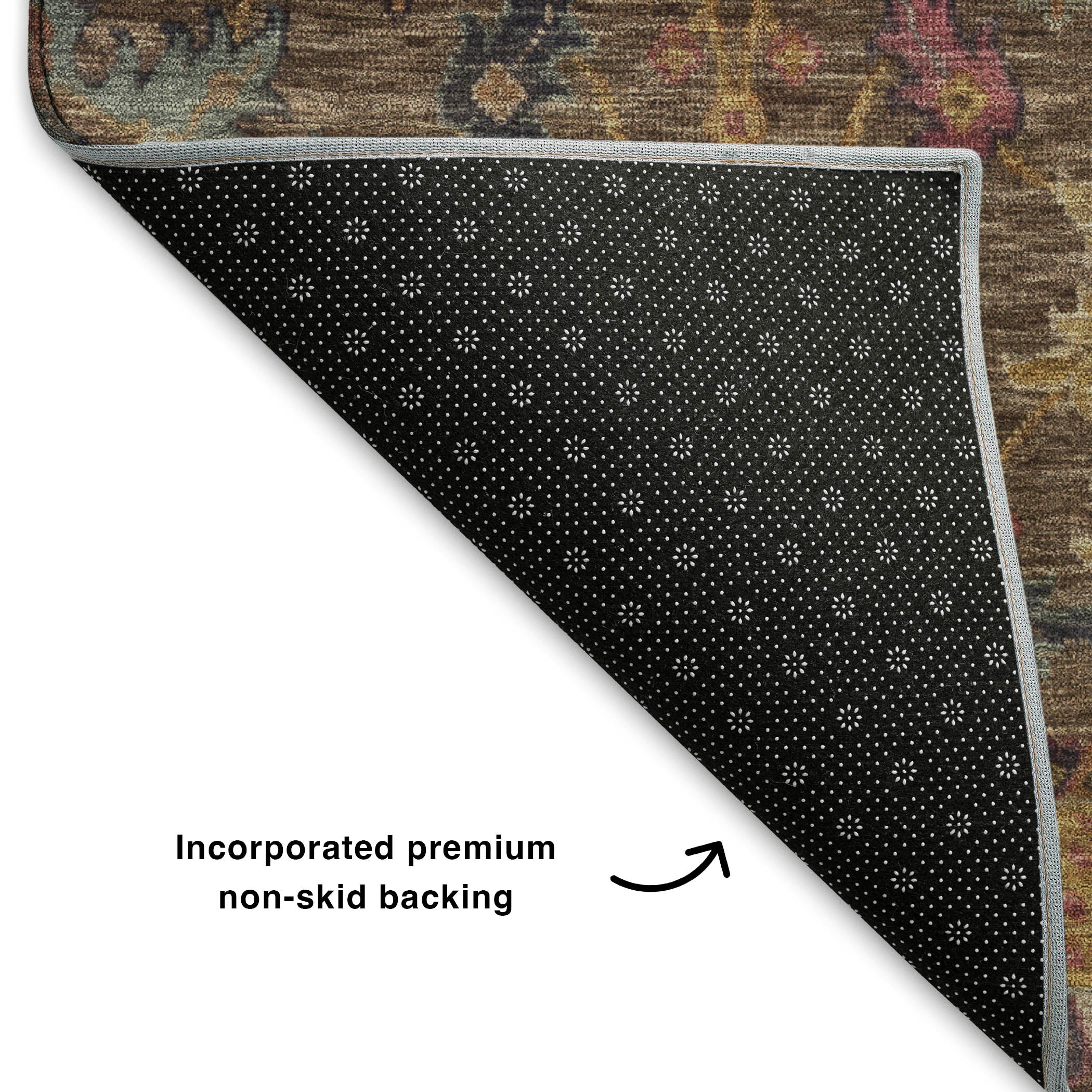Cusco Machine Washable Traditional Chocolate Brown Rug 1'8" x 2'6" #shape_Rectangle