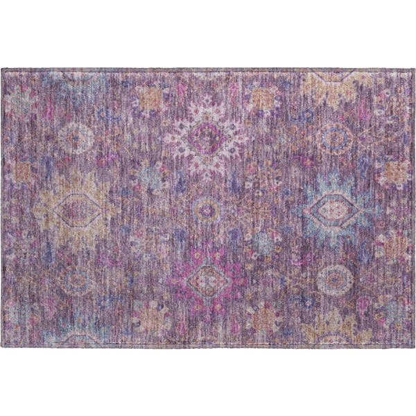 Cusco Machine Washable Traditional Eggplant Purple Rug 1'8" x 2'6"