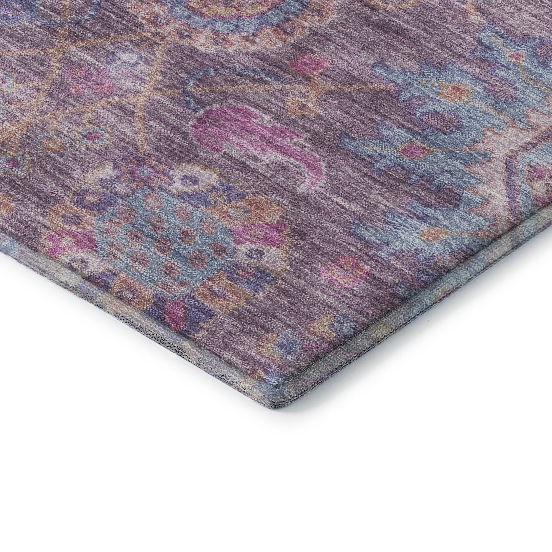 Cusco Machine Washable Traditional Eggplant Purple Rug 1'8" x 2'6" #shape_Rectangle