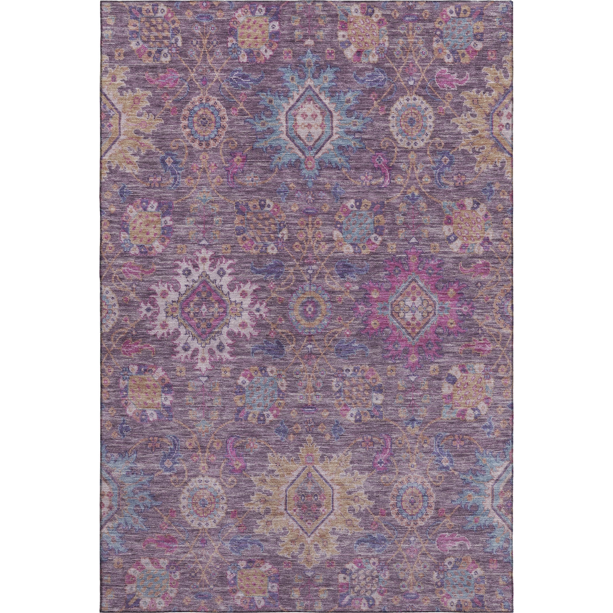 Cusco Machine Washable Traditional Eggplant Purple Rug 2'6" x 3'10" #shape_Rectangle