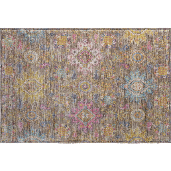 Cusco Machine Washable Traditional Mocha Brown Rug 1'8" x 2'6"