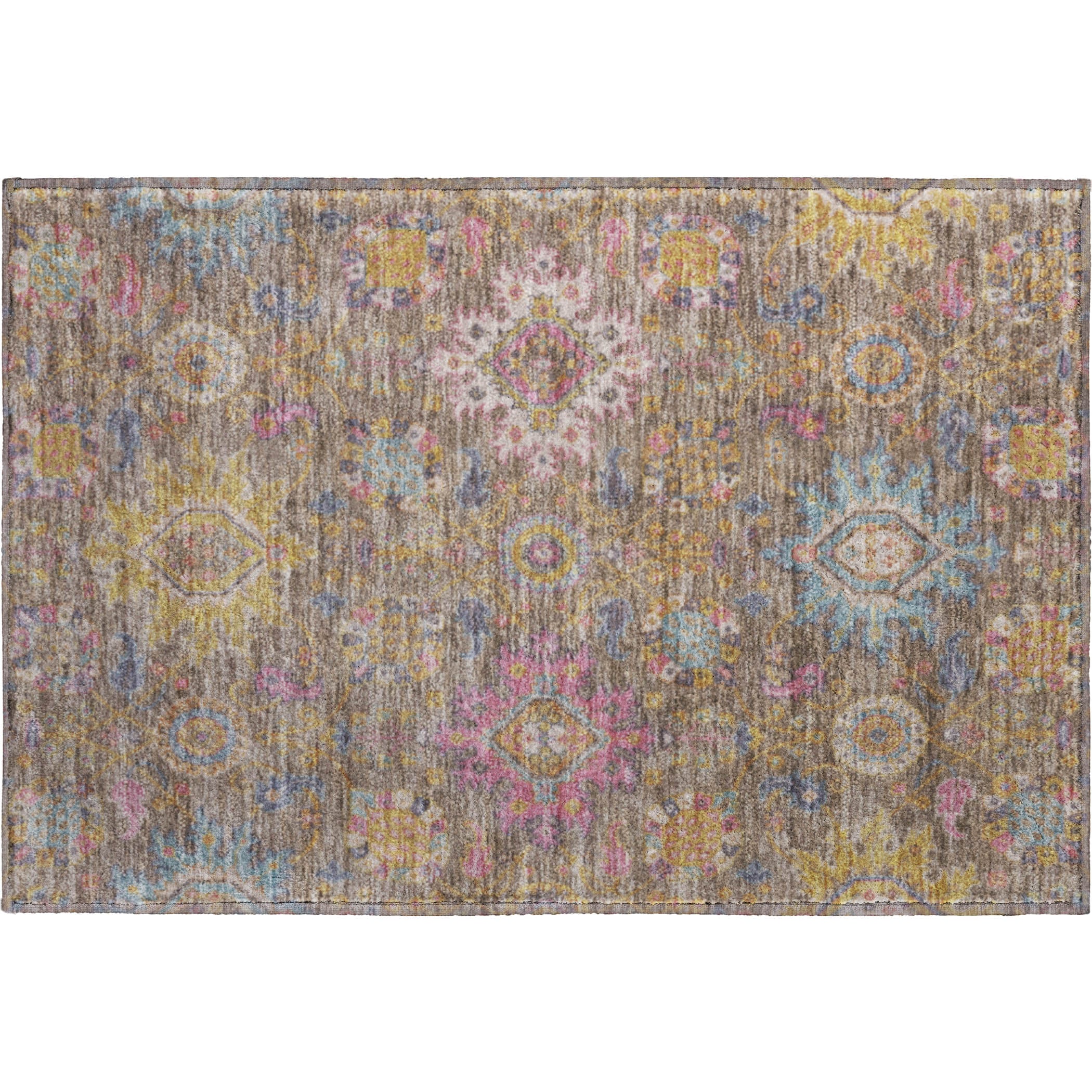 Cusco Machine Washable Traditional Mocha Brown Rug 1'8" x 2'6" #shape_Rectangle