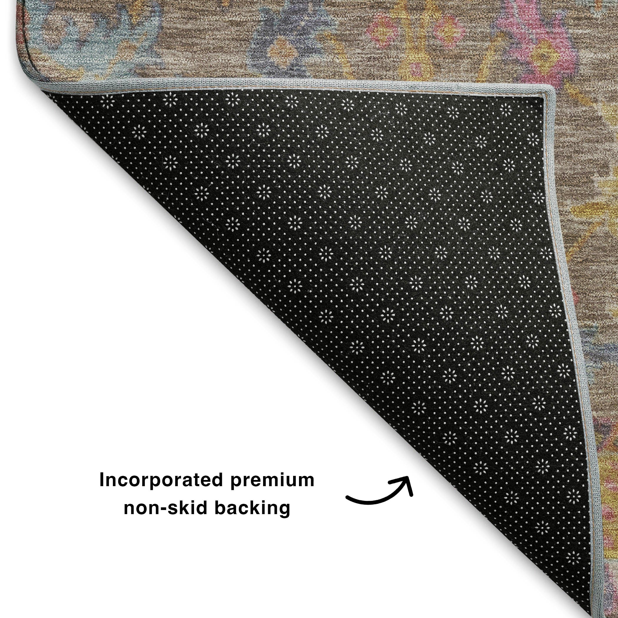 Cusco Machine Washable Traditional Mocha Brown Rug 1'8" x 2'6" #shape_Rectangle