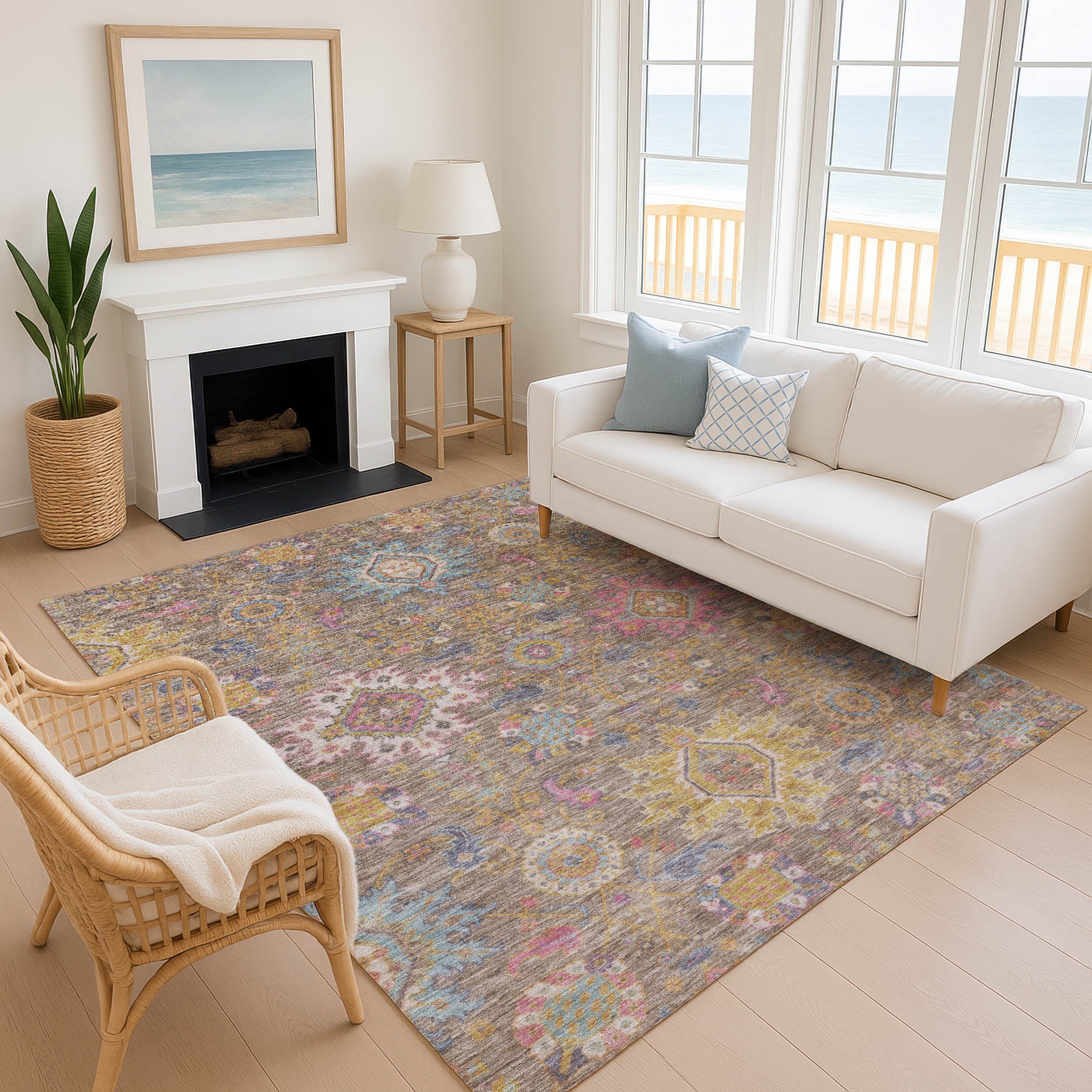 Cusco Machine Washable Traditional Mocha Brown Rug 2'6" x 3'10" #shape_Rectangle