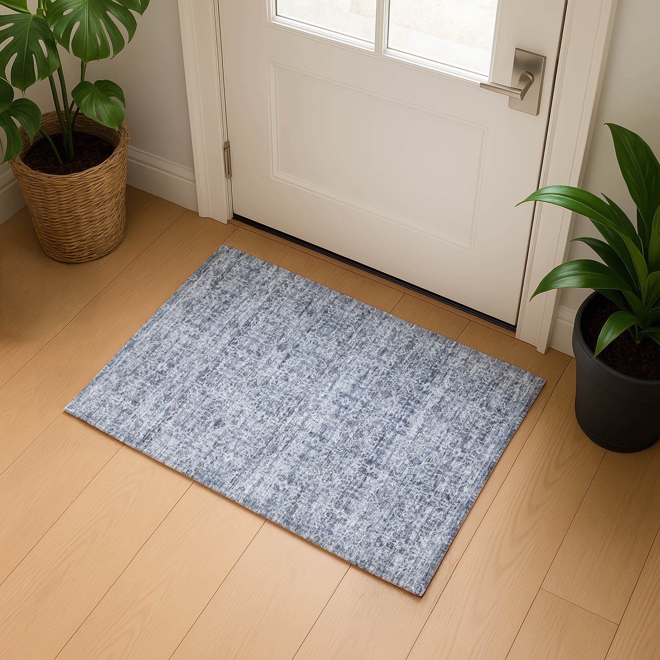 Hoi An Machine Washable Transitional Blue Rug 1'8" x 2'6" #shape_Rectangle
