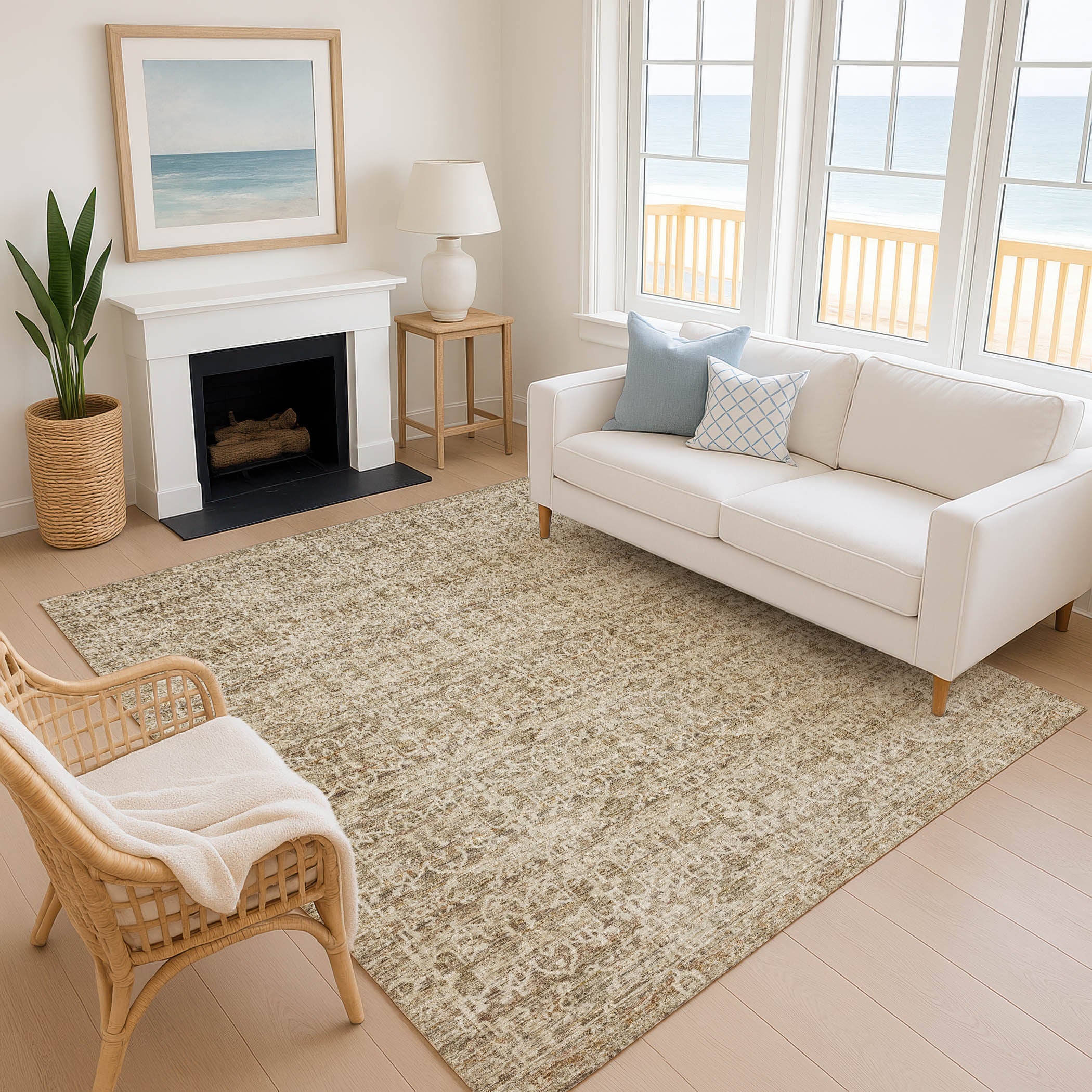 Hoi An Machine Washable Transitional Brown Rug 2'6" x 3'10" #shape_Rectangle