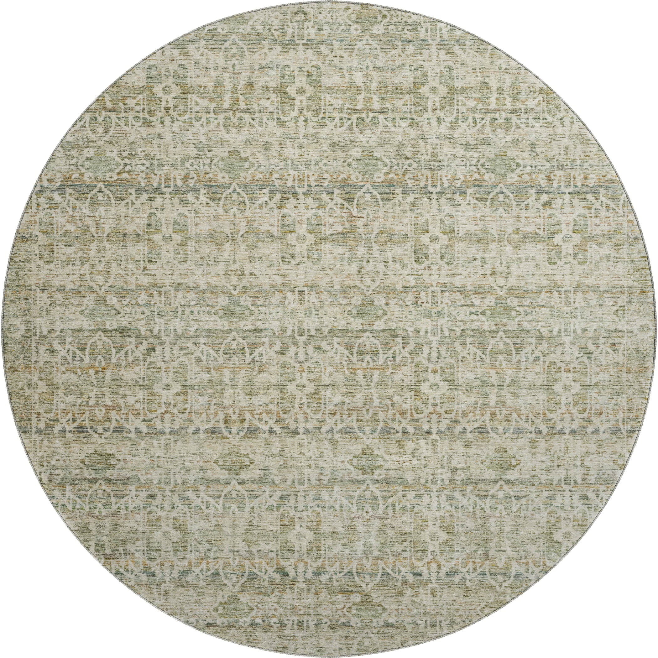 Hoi An Machine Washable Transitional Sage Green Rug 8' x 8' #shape_Round