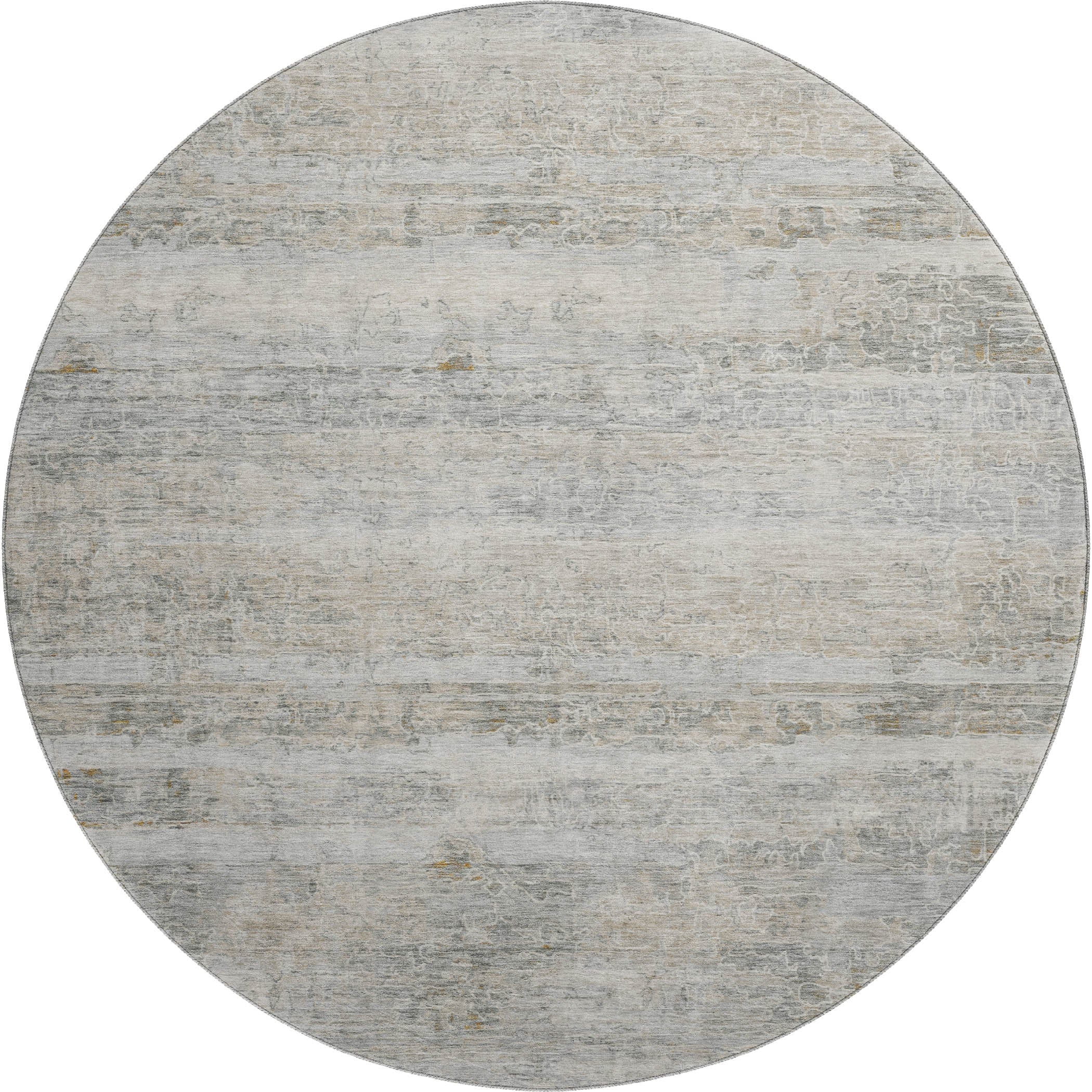 Lucerne Machine Washable Transitional Granite Gray Rug 8' x 8' #shape_Round