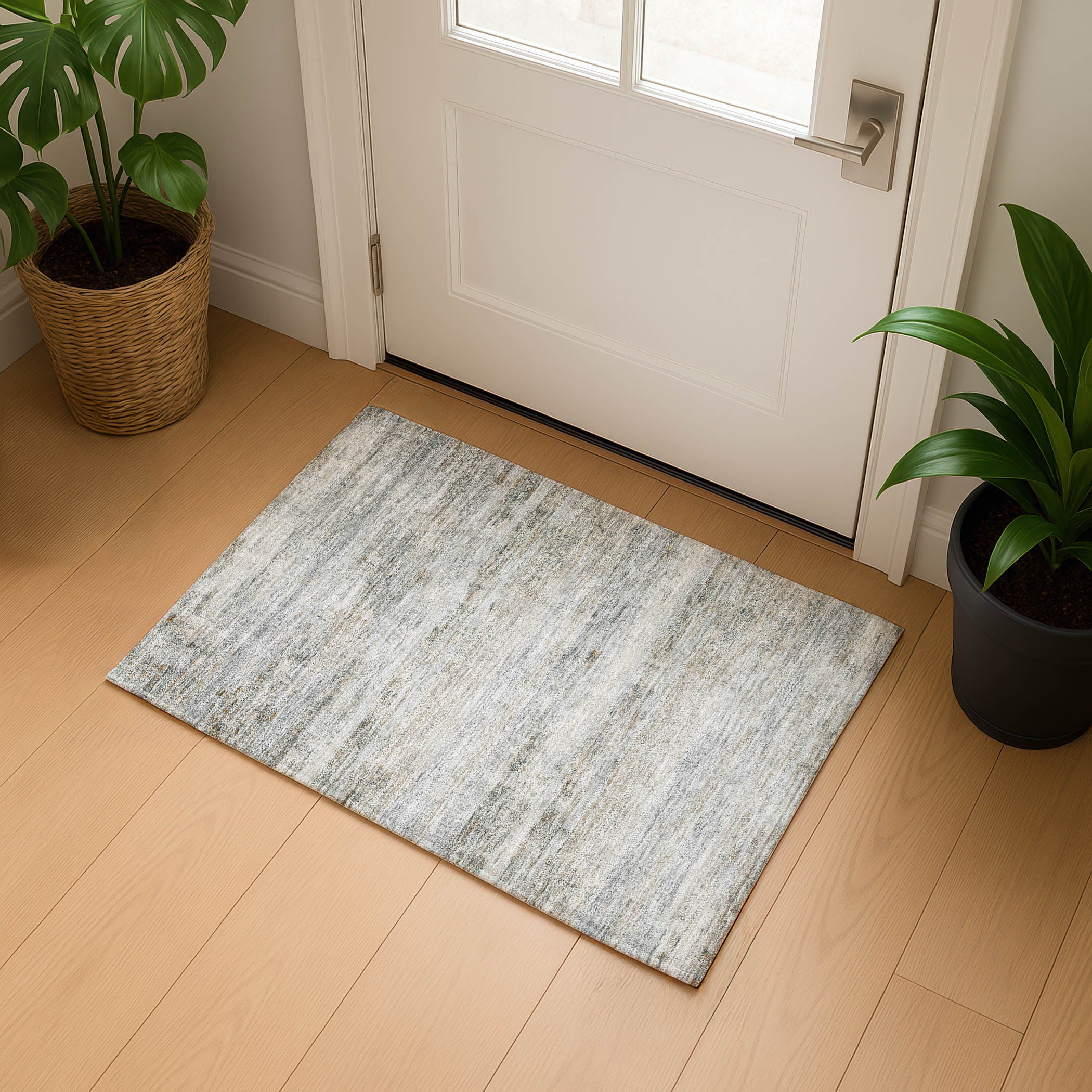 Lucerne Machine Washable Transitional Granite Gray Rug 1'8" x 2'6" #shape_Rectangle