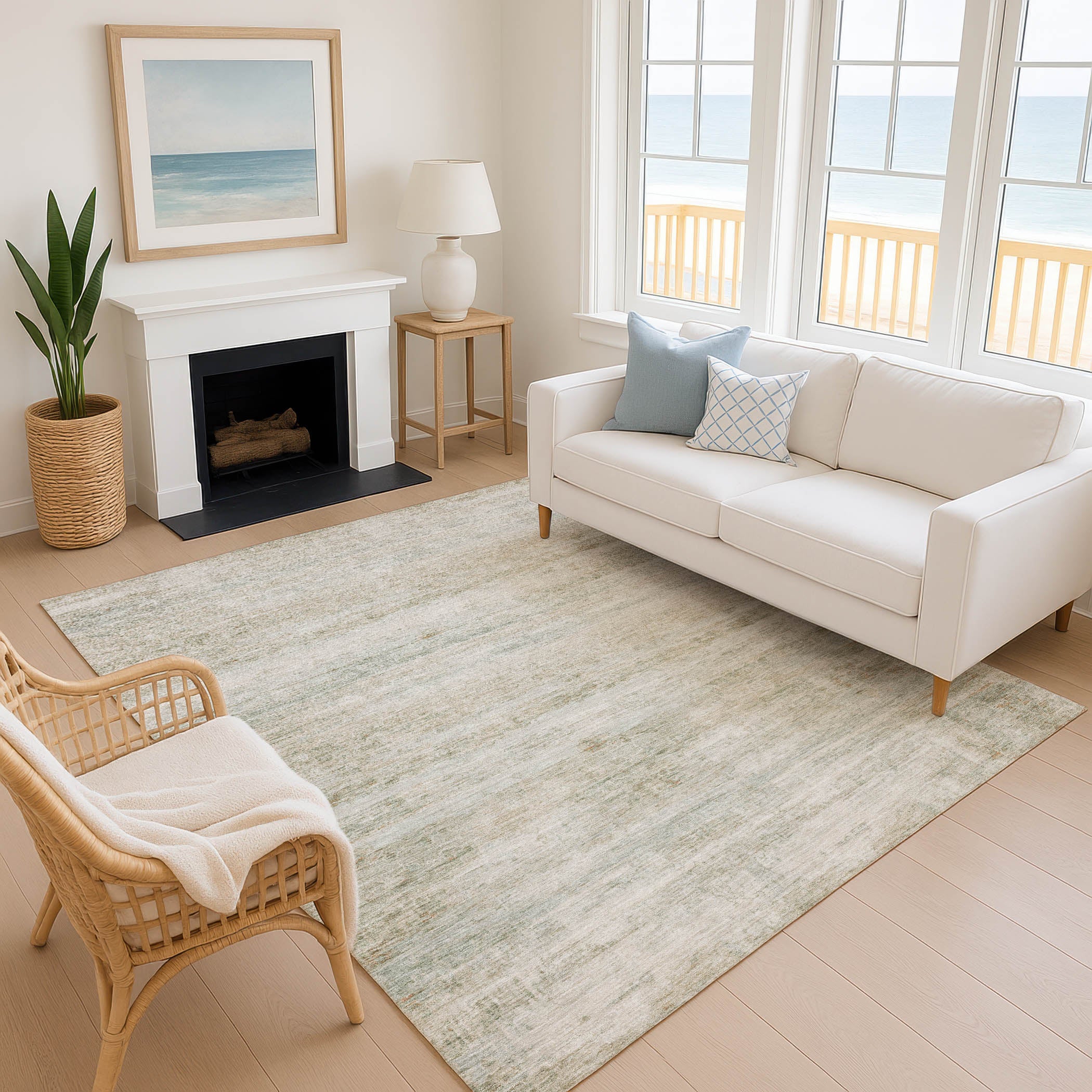 Lucerne Machine Washable Transitional Putty Ivory Rug 2'6" x 3'10" #shape_Rectangle