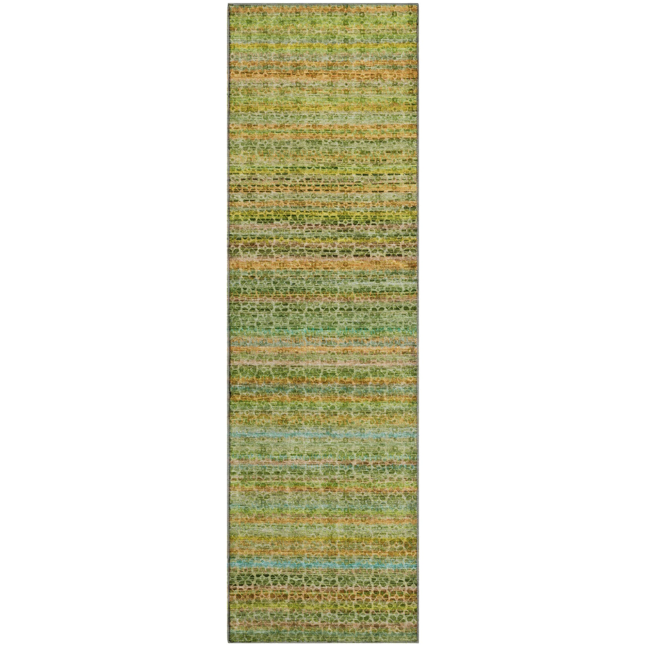 Tbilisi Machine Washable Transitional Green Rug 2'3" x 7'6" #shape_Runner