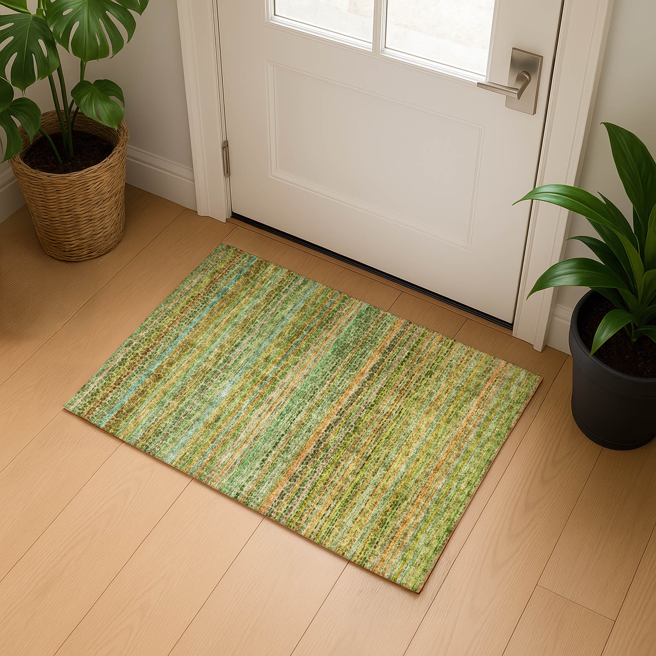 Tbilisi Machine Washable Transitional Green Rug 1'8" x 2'6" #shape_Rectangle