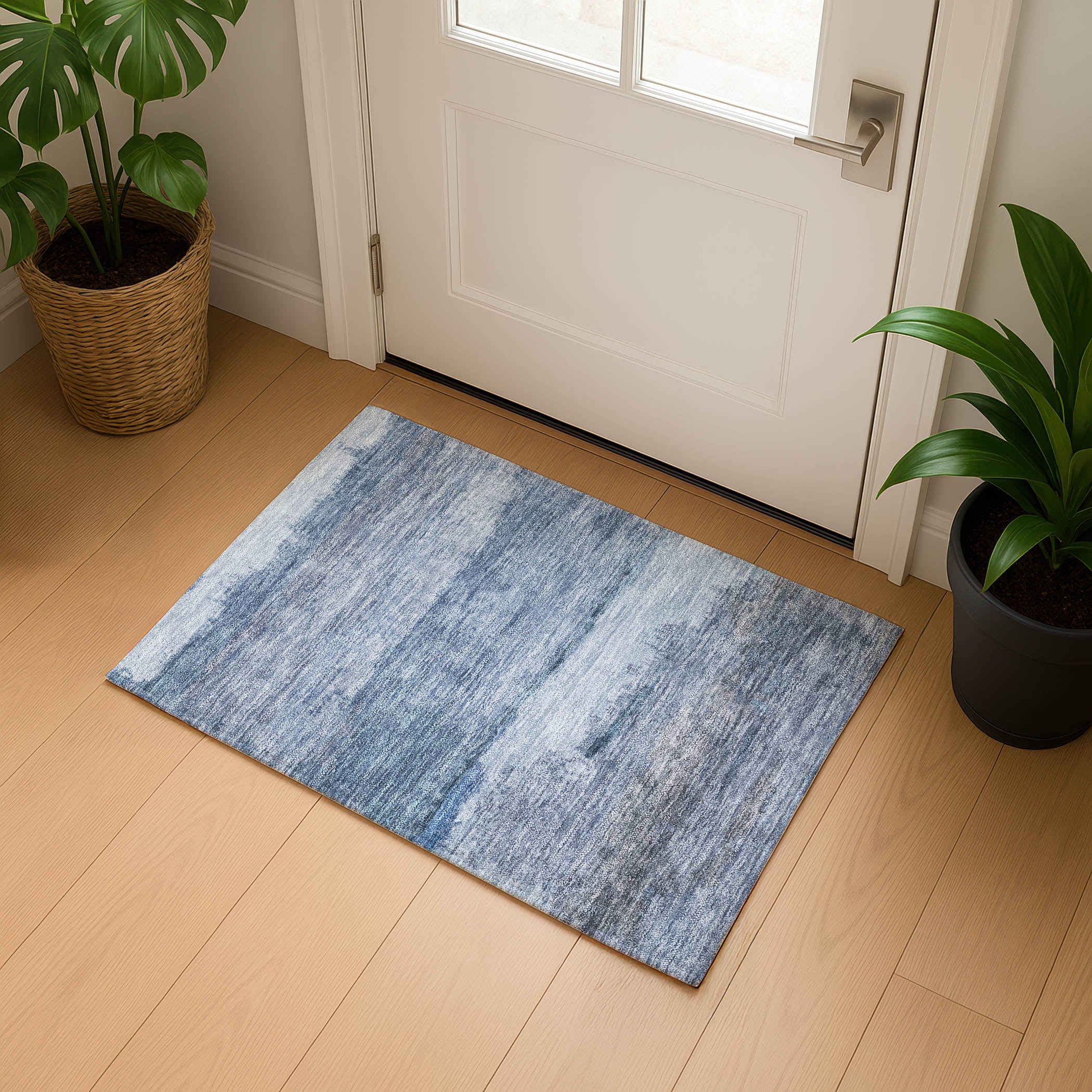 Lisbon Machine Washable Transitional Blue Rug 1'8" x 2'6" #shape_Rectangle