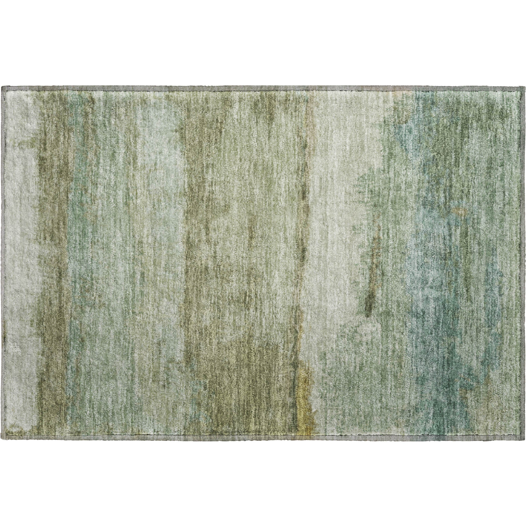 Lisbon Machine Washable Transitional Green Rug 1'8" x 2'6" #shape_Rectangle