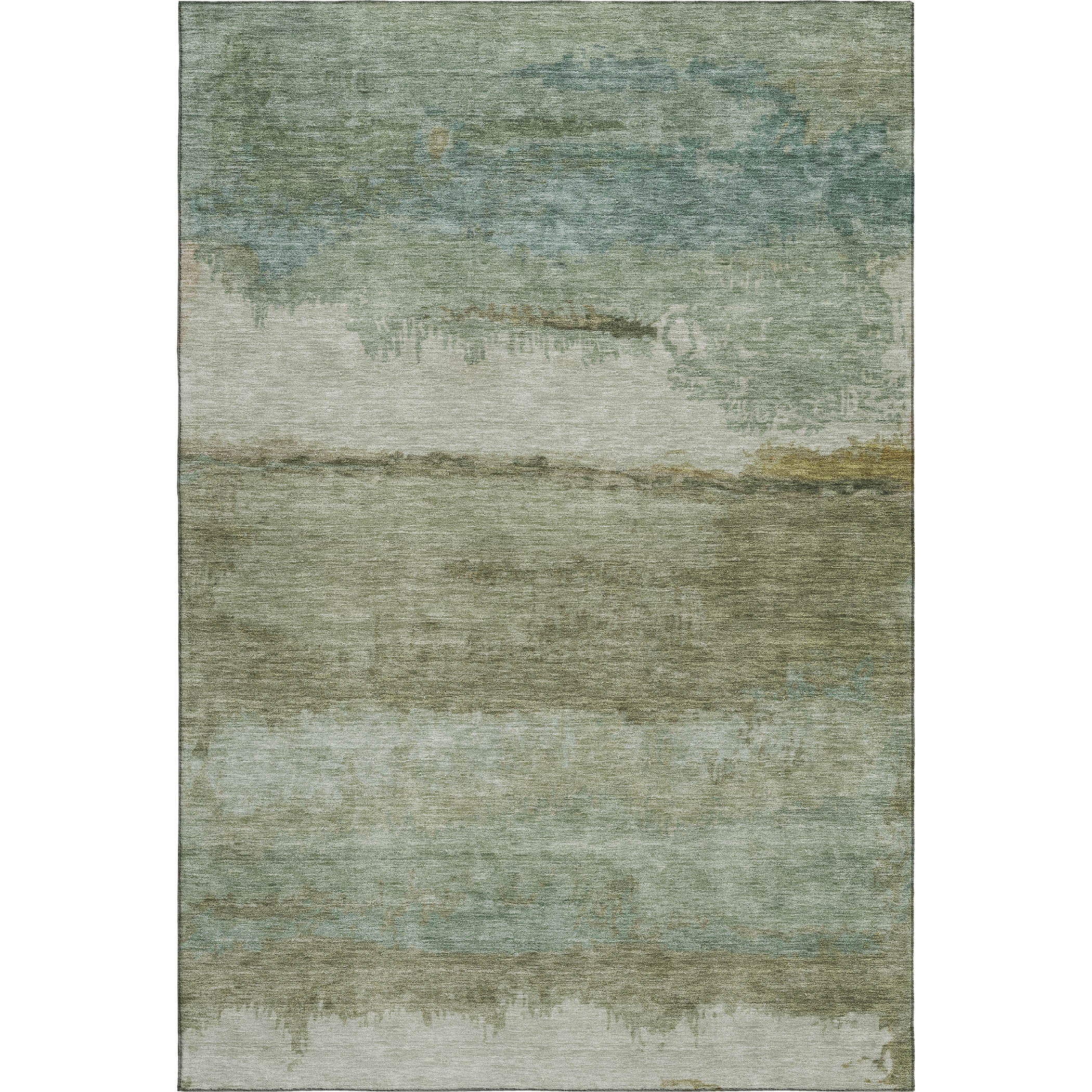 Lisbon Machine Washable Transitional Green Rug 2'6" x 3'10" #shape_Rectangle