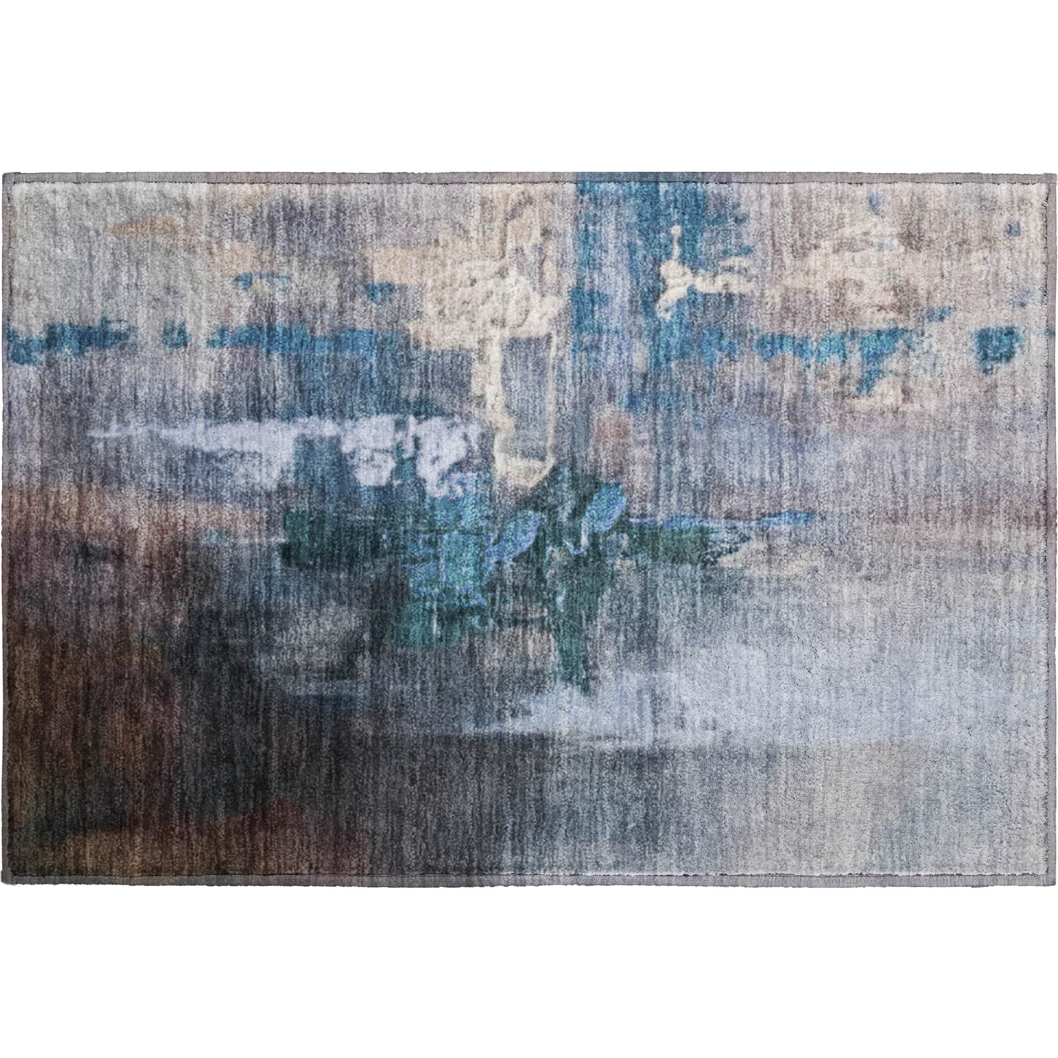Antigua Machine Washable Transitional Blue Rug 1'8" x 2'6" #shape_Rectangle