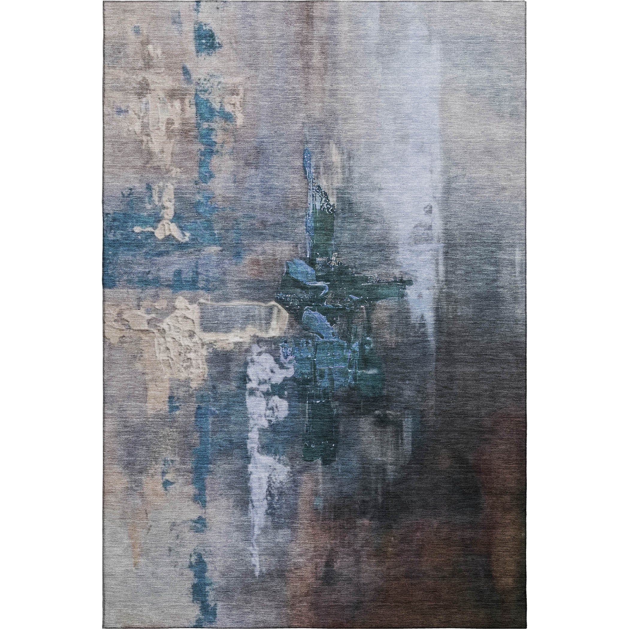 Antigua Machine Washable Transitional Blue Rug 2'6" x 3'10" #shape_Rectangle