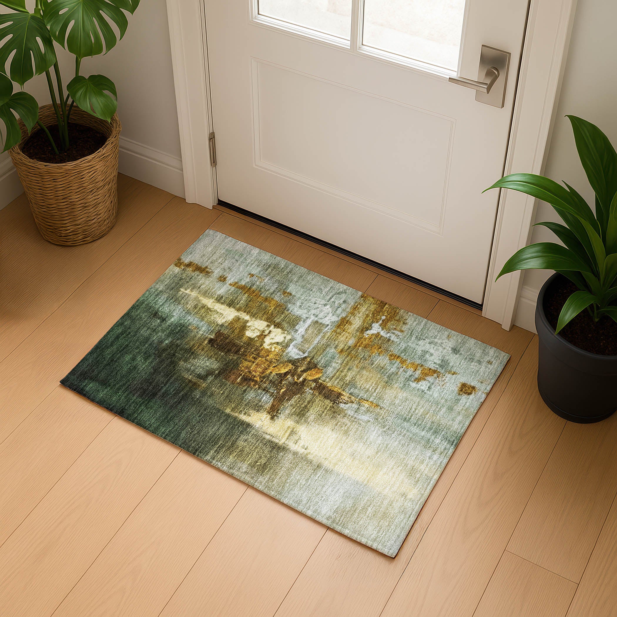 Antigua Machine Washable Transitional Brown Rug 1'8" x 2'6" #shape_Rectangle