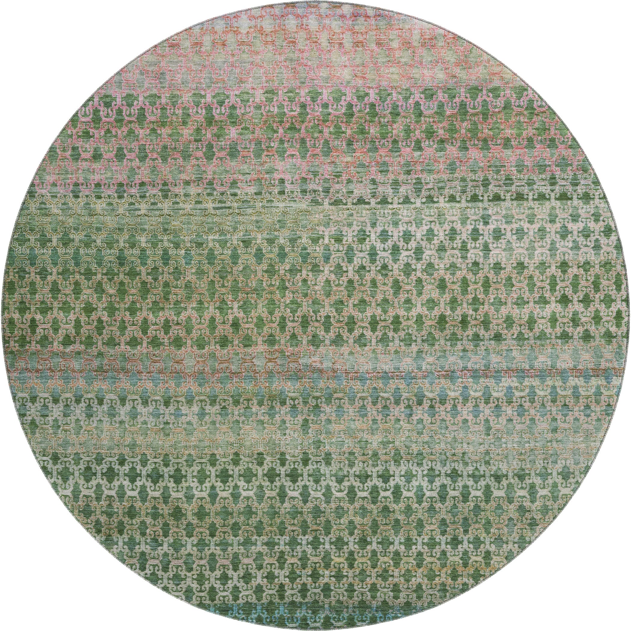 Bangkok Machine Washable Transitional Aloe Green Rug 8' x 8' #shape_Round