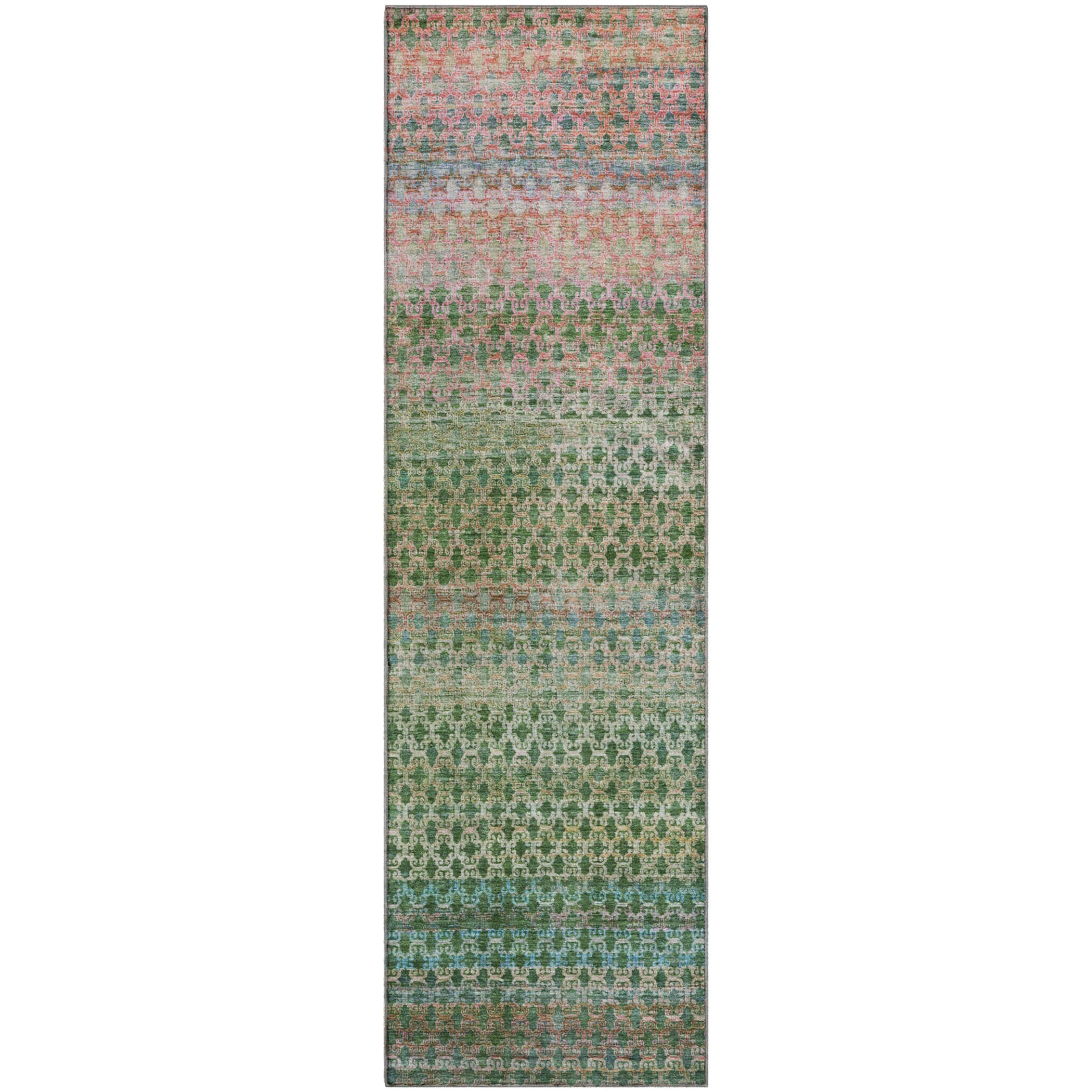 Bangkok Machine Washable Transitional Aloe Green Rug 2'3" x 7'6" #shape_Runner
