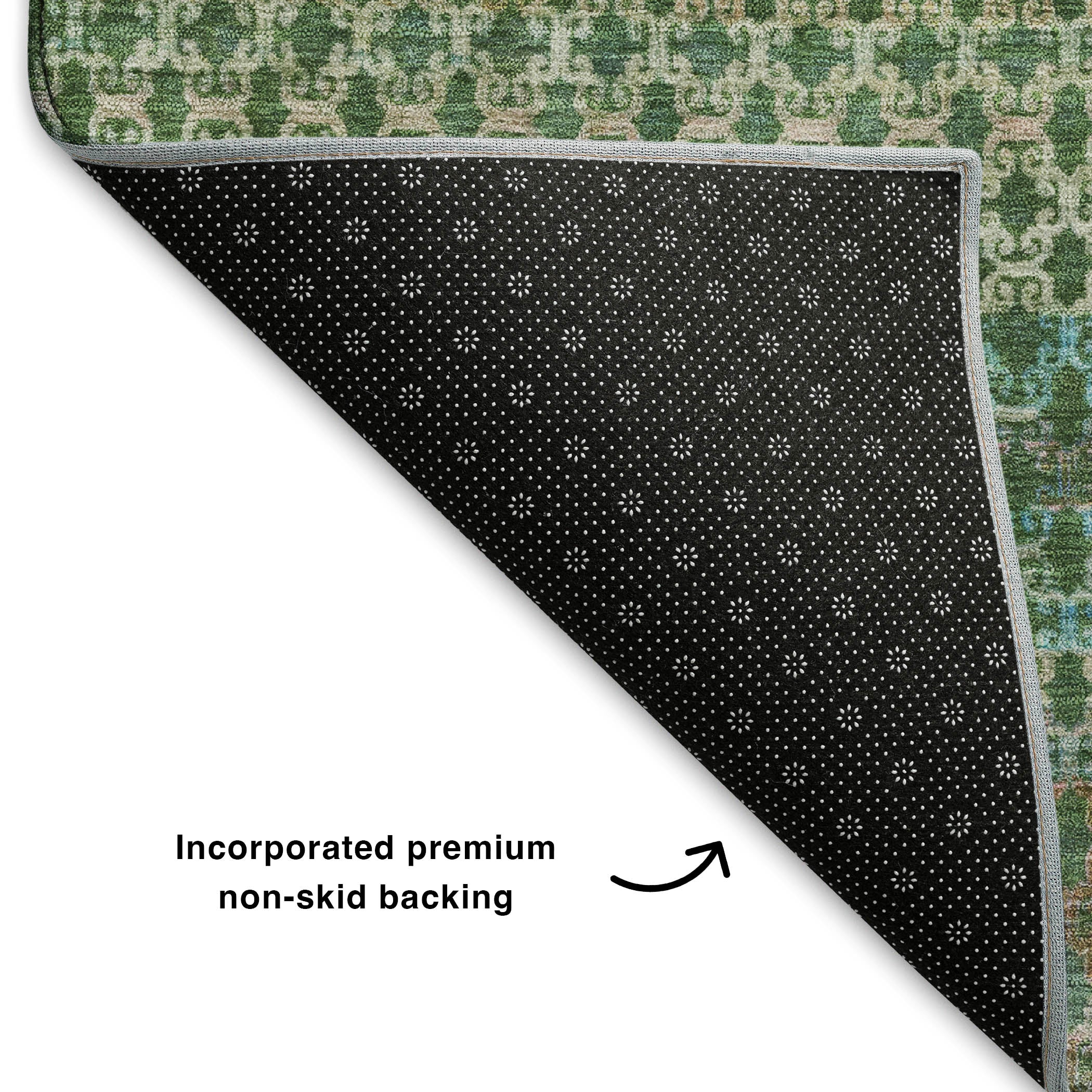 Bangkok Machine Washable Transitional Aloe Green Rug 1'8" x 2'6" #shape_Rectangle