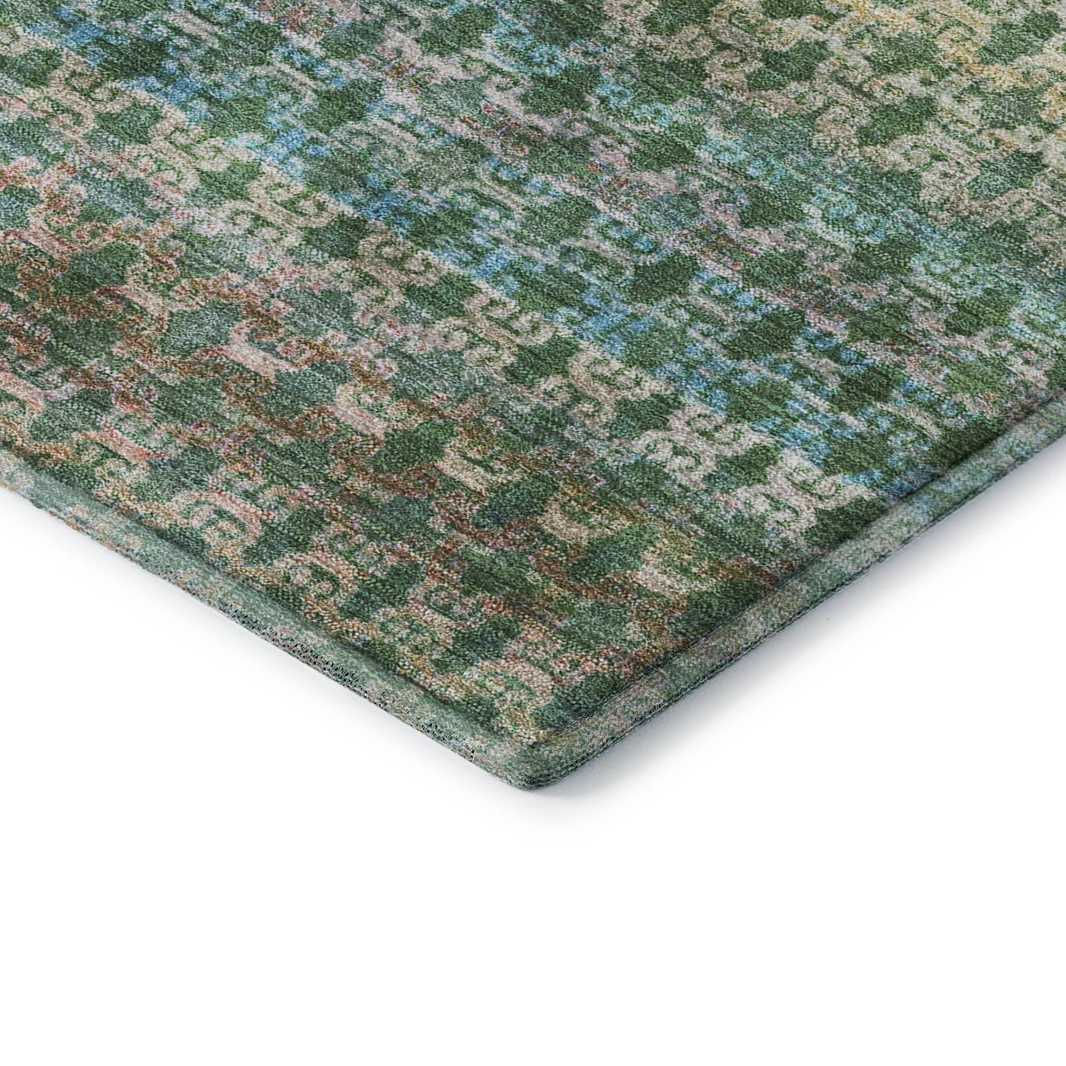 Bangkok Machine Washable Transitional Aloe Green Rug 1'8" x 2'6" #shape_Rectangle