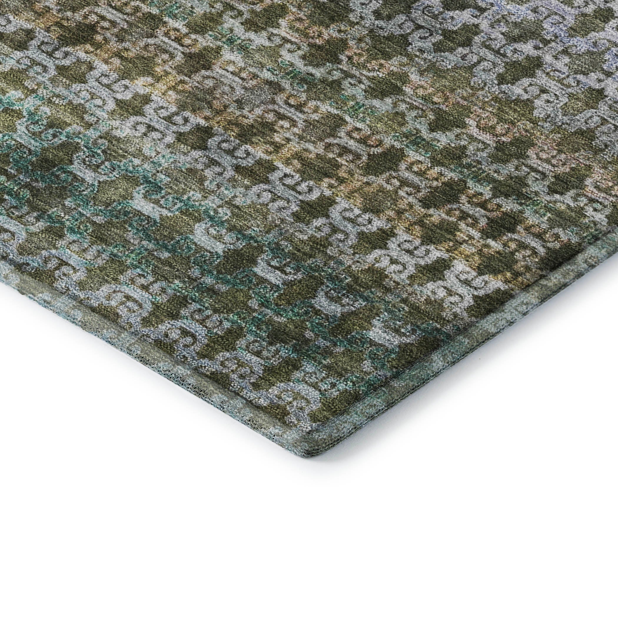 Bangkok Machine Washable Transitional Green Rug 1'8" x 2'6" #shape_Rectangle