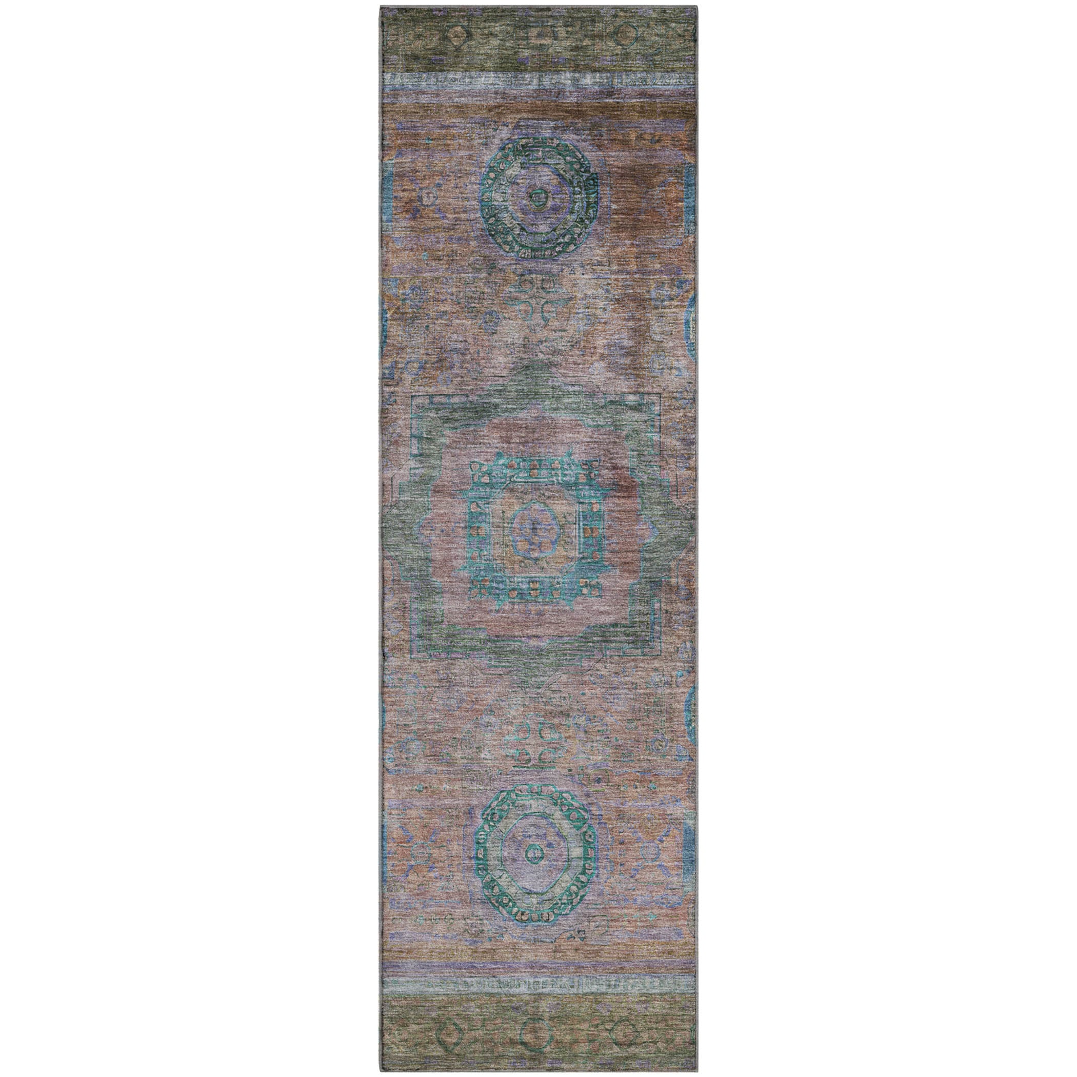 Rome Machine Washable Traditional Copper Orange Rug 2'3" x 7'6" #shape_Runner