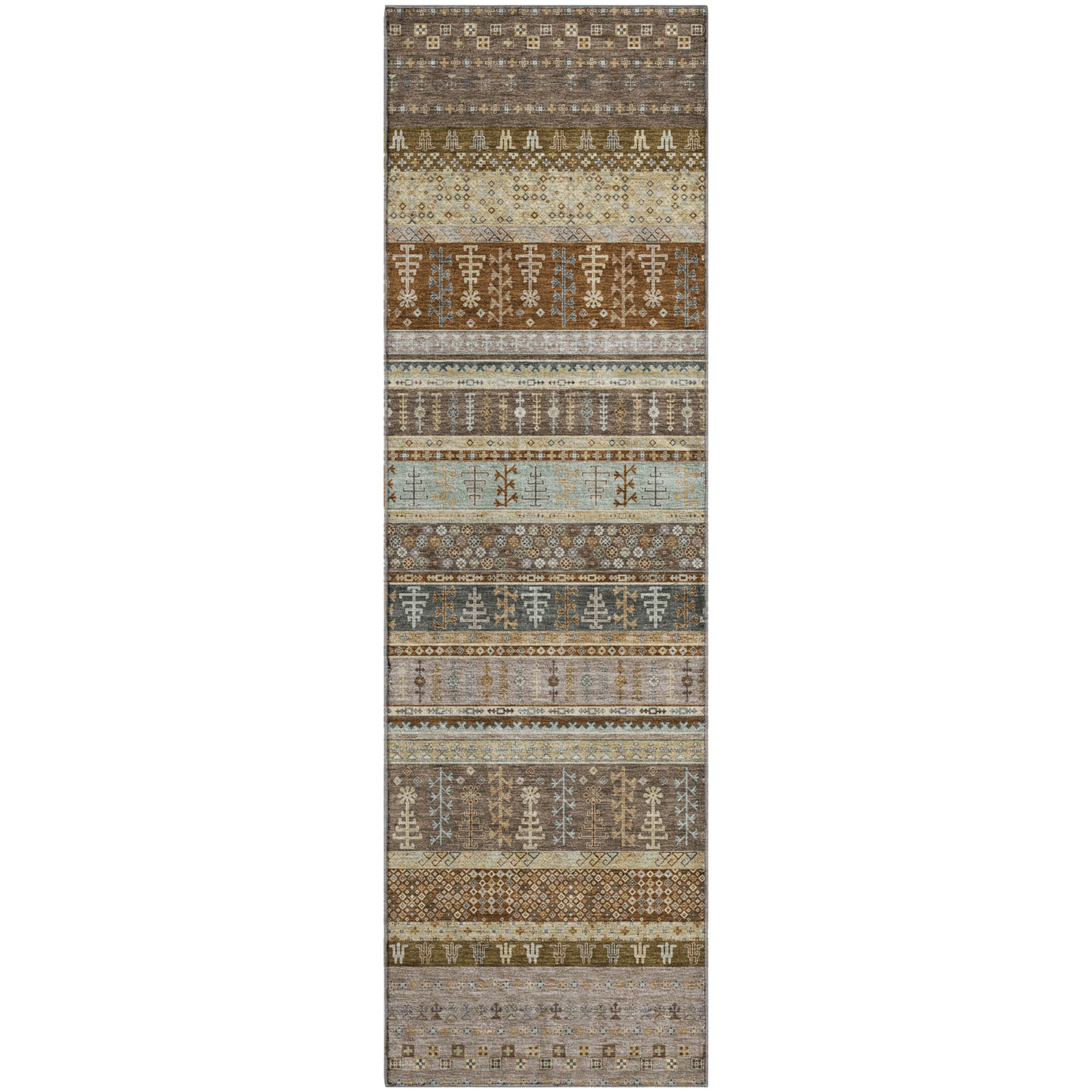 Luang Prabang Machine Washable Transitional Brown Rug 2'3" x 7'6" #shape_Runner