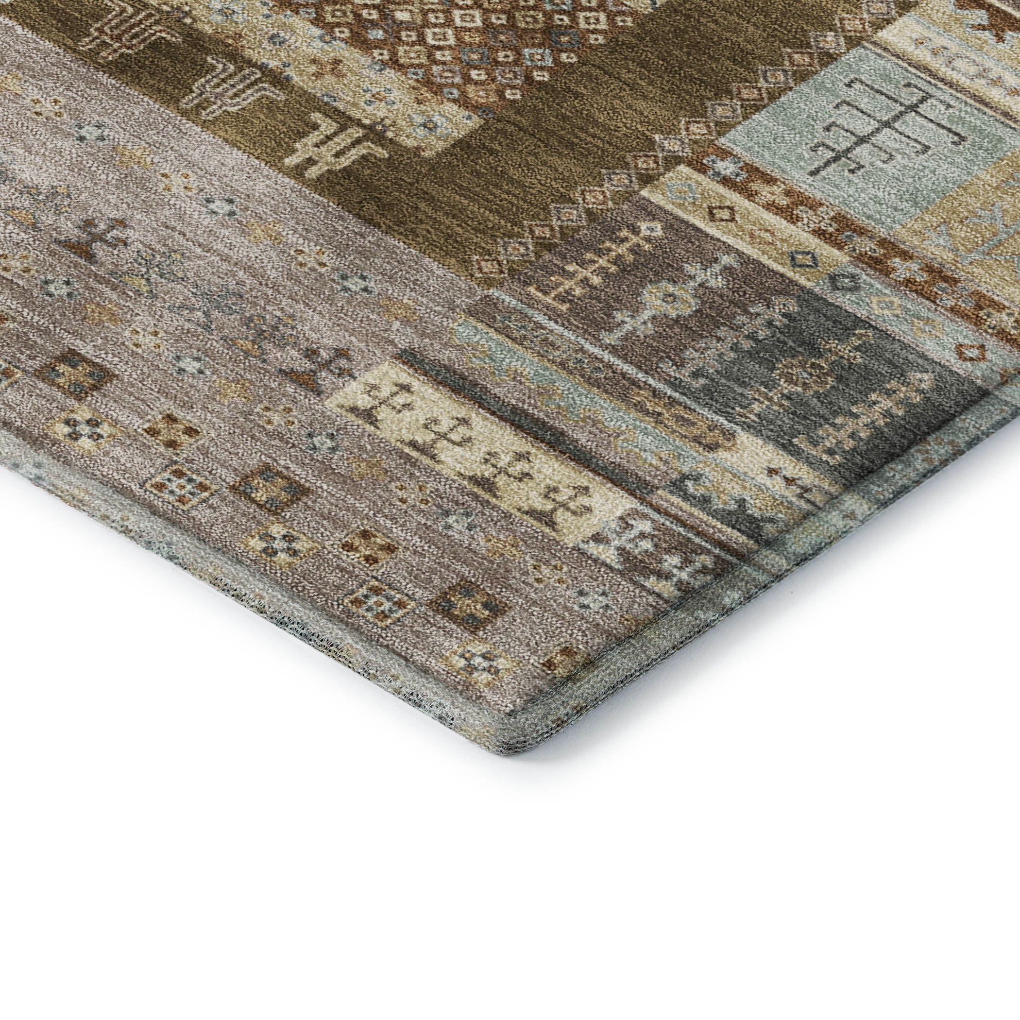 Luang Prabang Machine Washable Transitional Brown Rug 1'8" x 2'6" #shape_Rectangle