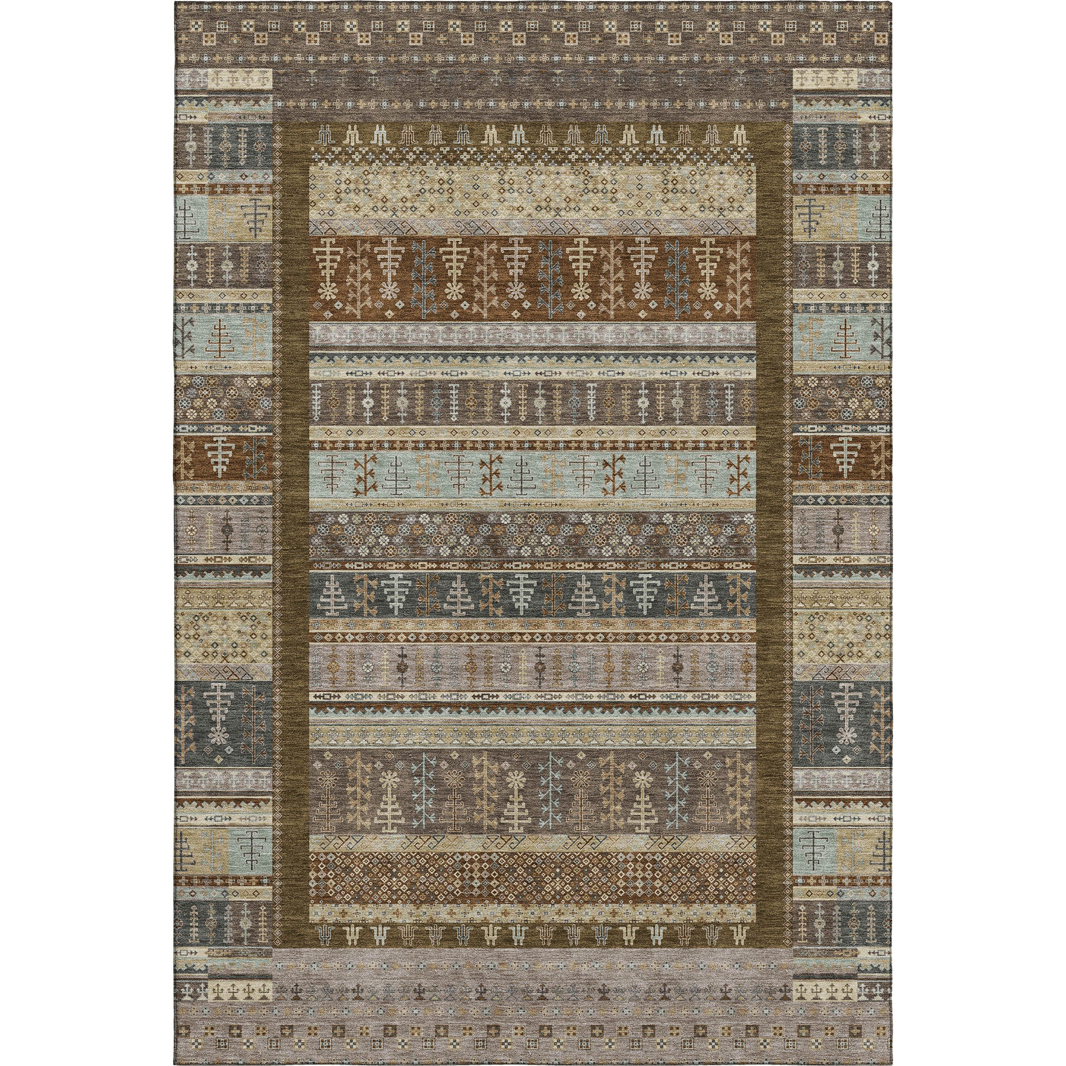 Luang Prabang Machine Washable Transitional Brown Rug 2'6" x 3'10" #shape_Rectangle