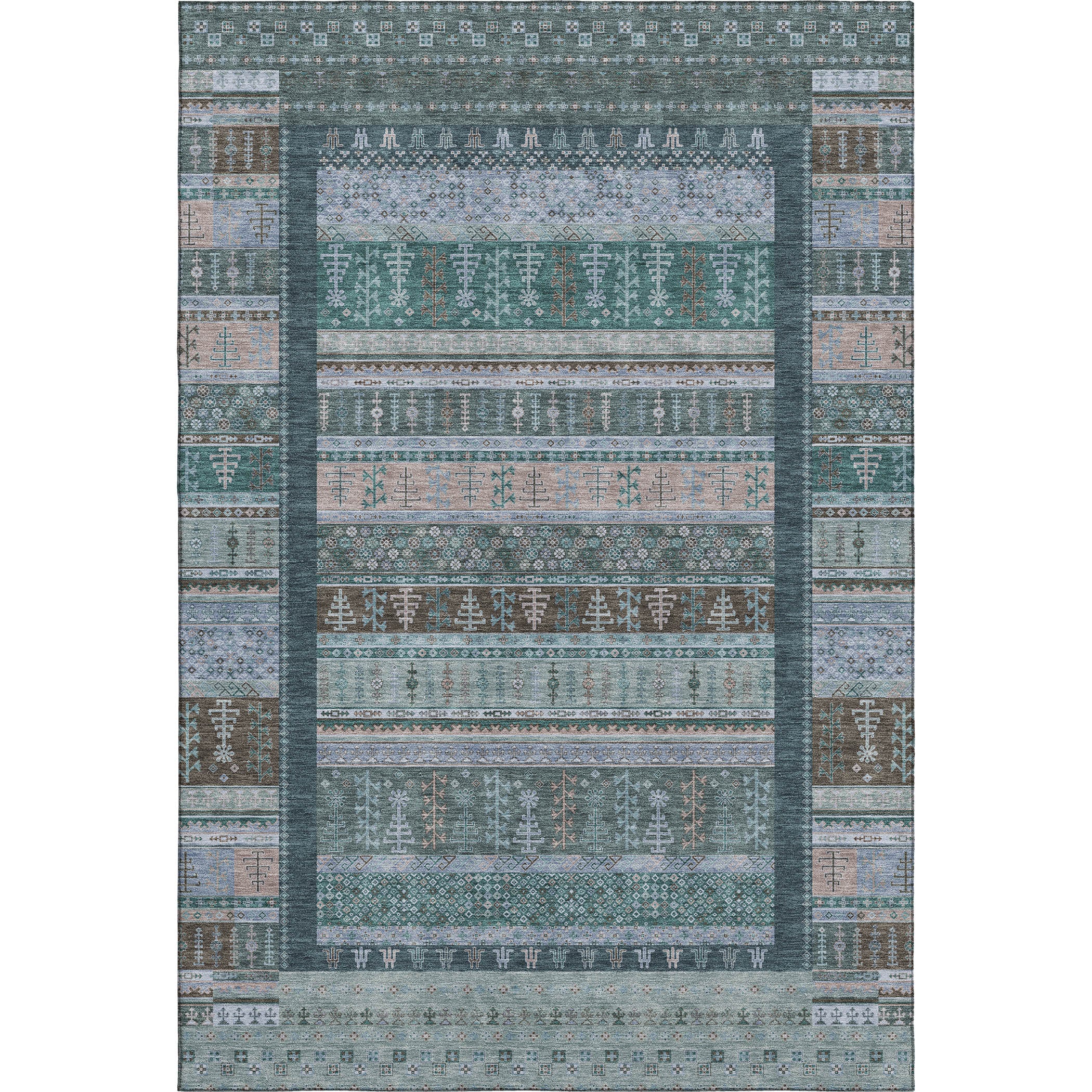 Luang Prabang Machine Washable Transitional Emerald Green Rug 2'6" x 3'10" #shape_Rectangle