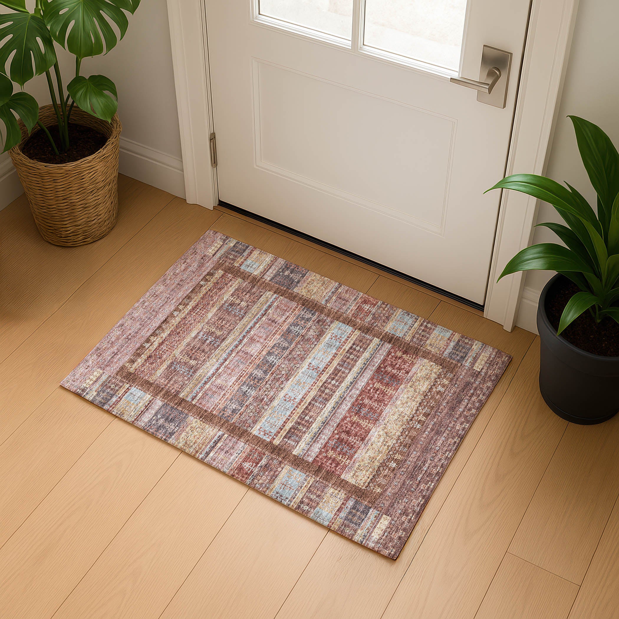 Luang Prabang Machine Washable Transitional Paprika Orange Rug 1'8" x 2'6" #shape_Rectangle