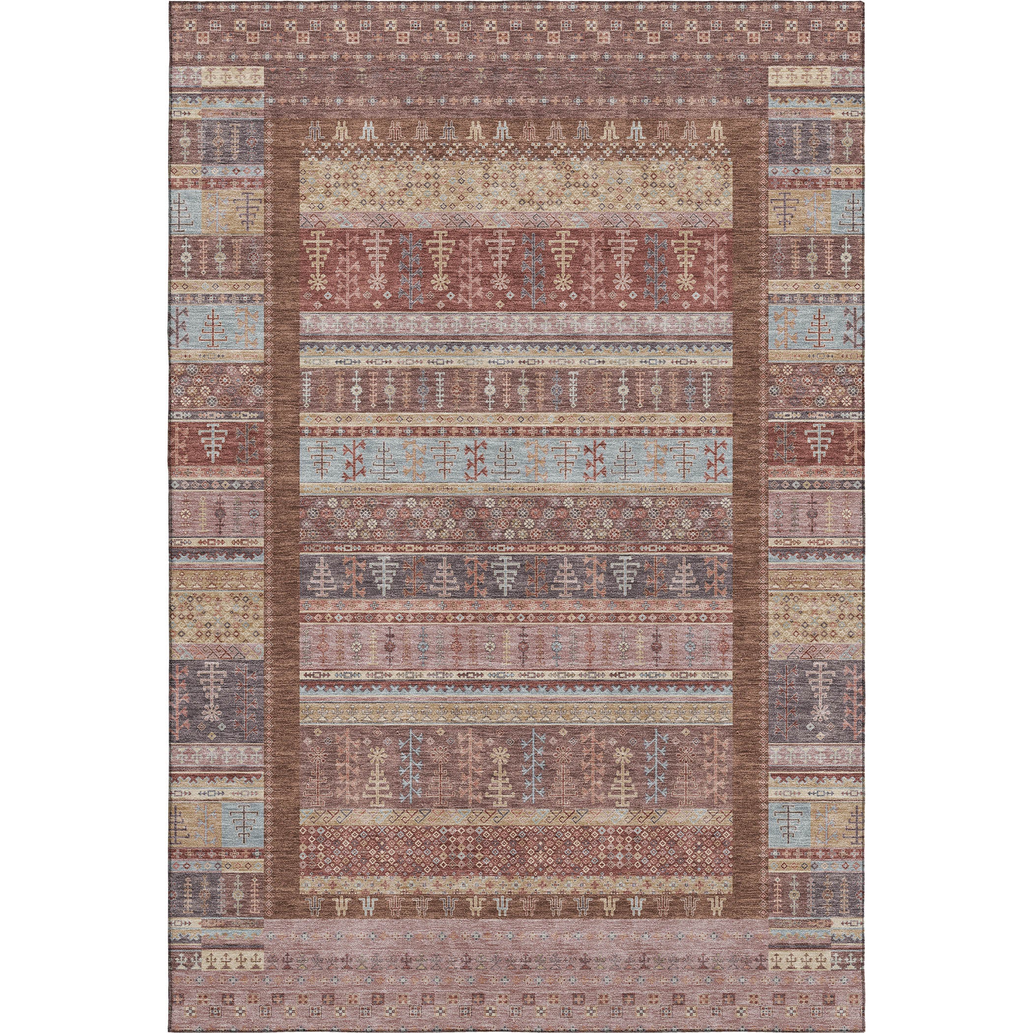 Luang Prabang Machine Washable Transitional Paprika Orange Rug 2'6" x 3'10" #shape_Rectangle