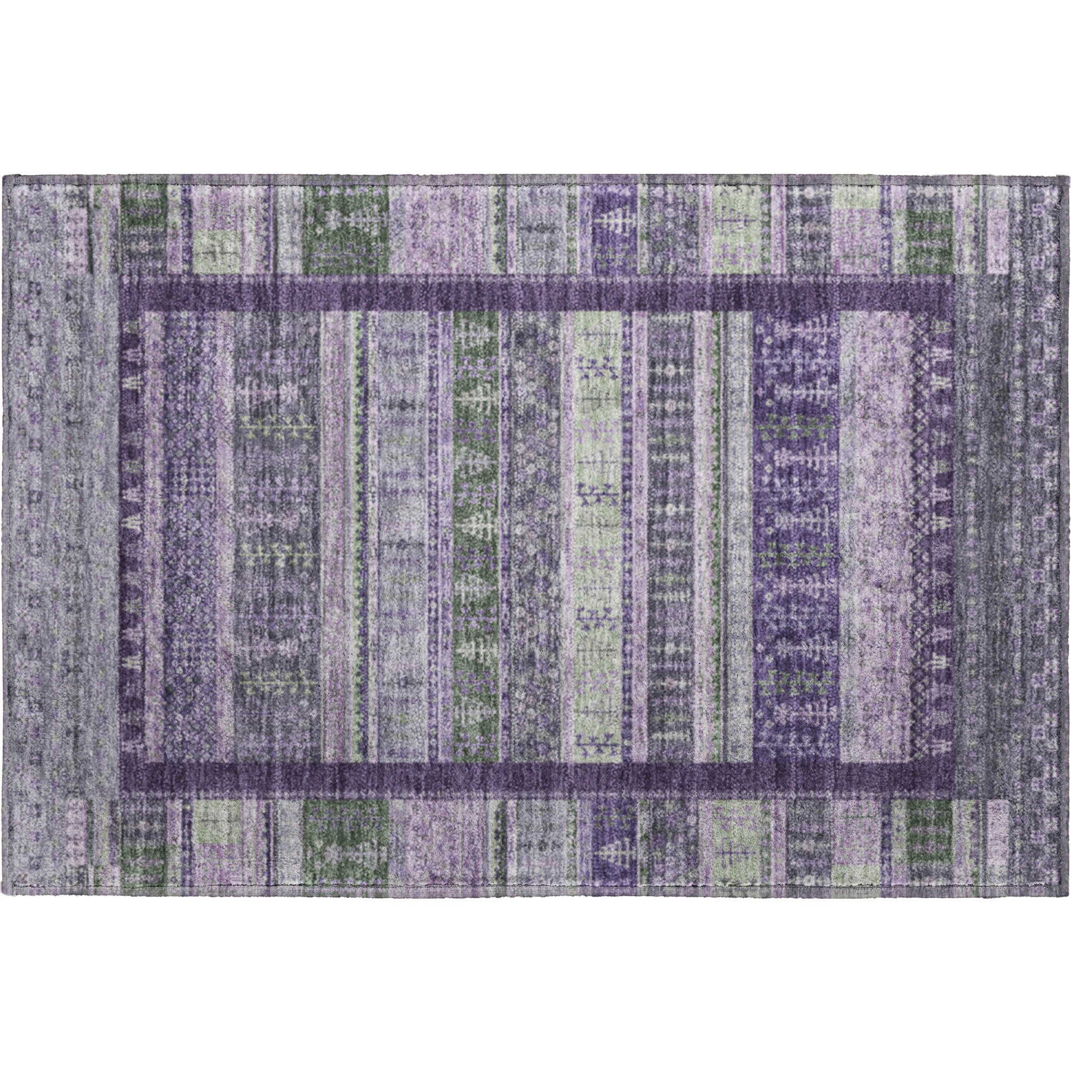 Luang Prabang Machine Washable Transitional Purple Rug 1'8" x 2'6" #shape_Rectangle