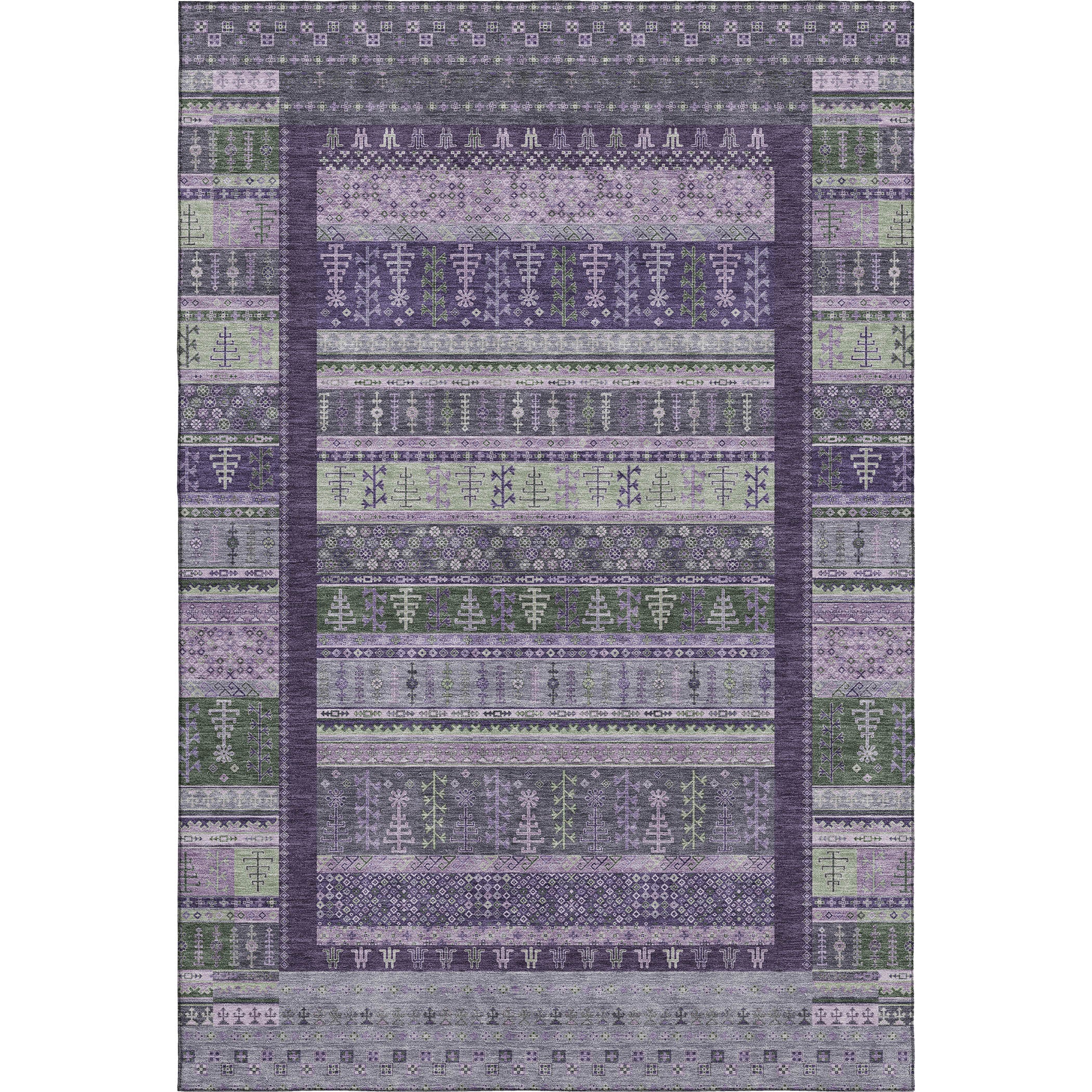 Luang Prabang Machine Washable Transitional Purple Rug 2'6" x 3'10" #shape_Rectangle