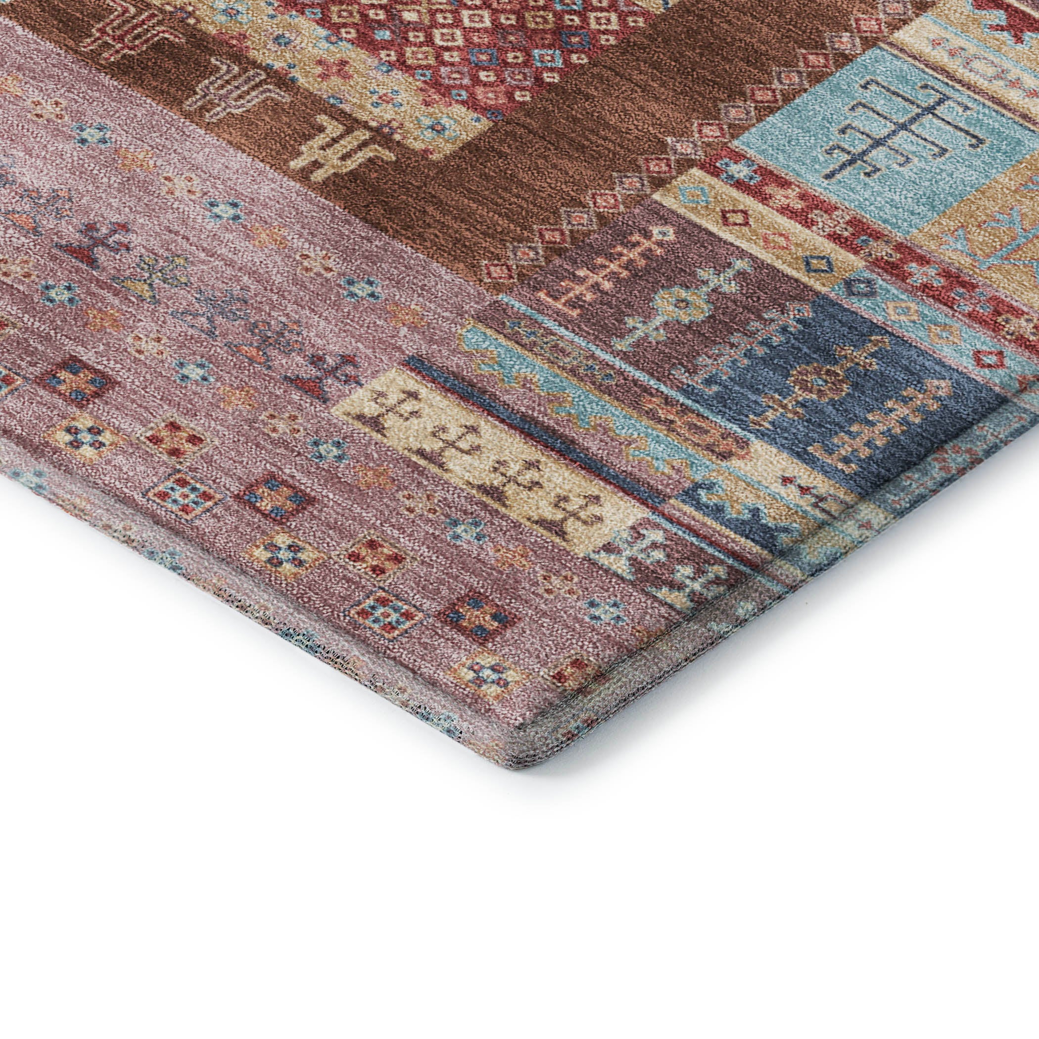 Luang Prabang Machine Washable Transitional Red Rug 1'8" x 2'6" #shape_Rectangle