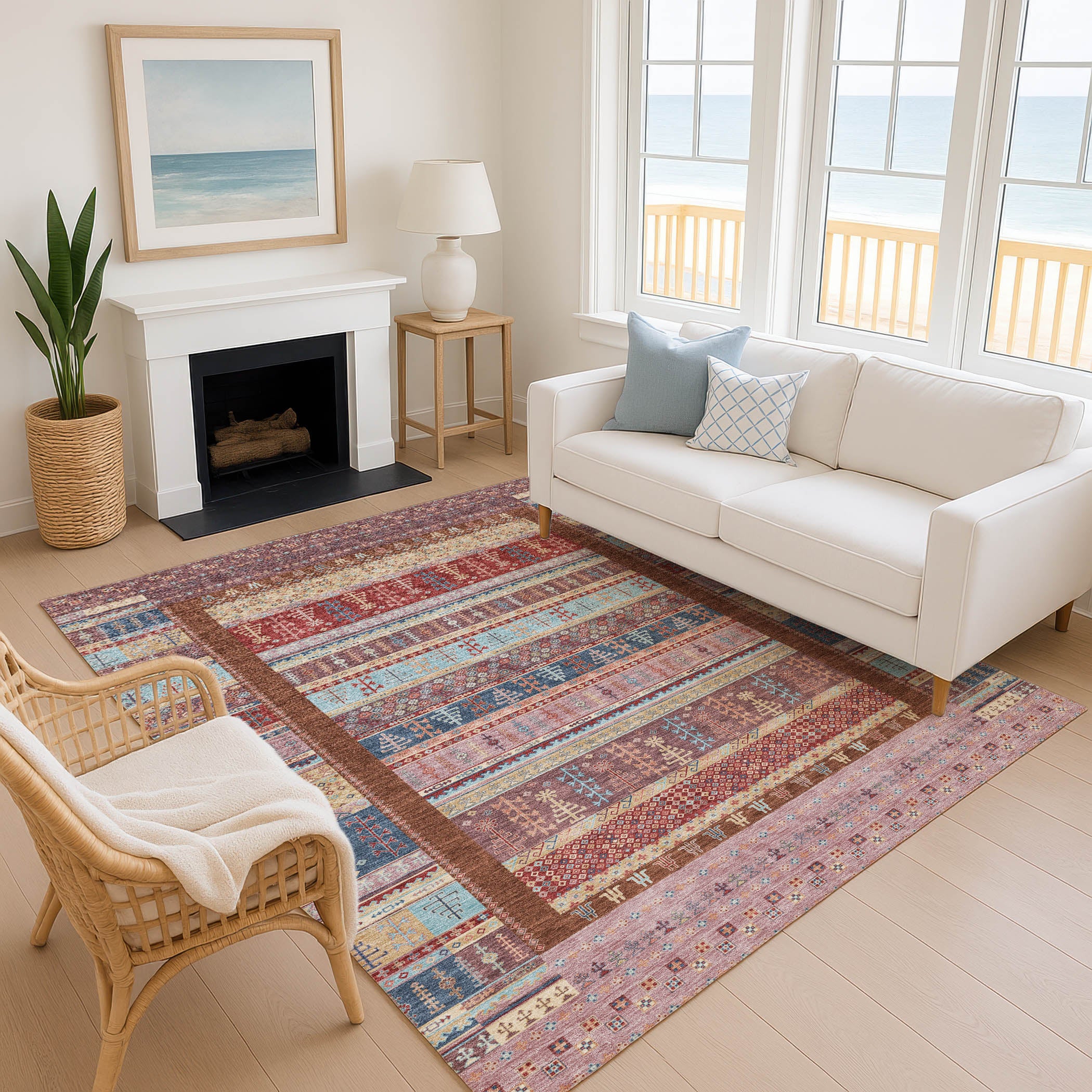 Luang Prabang Machine Washable Transitional Red Rug 2'6" x 3'10" #shape_Rectangle