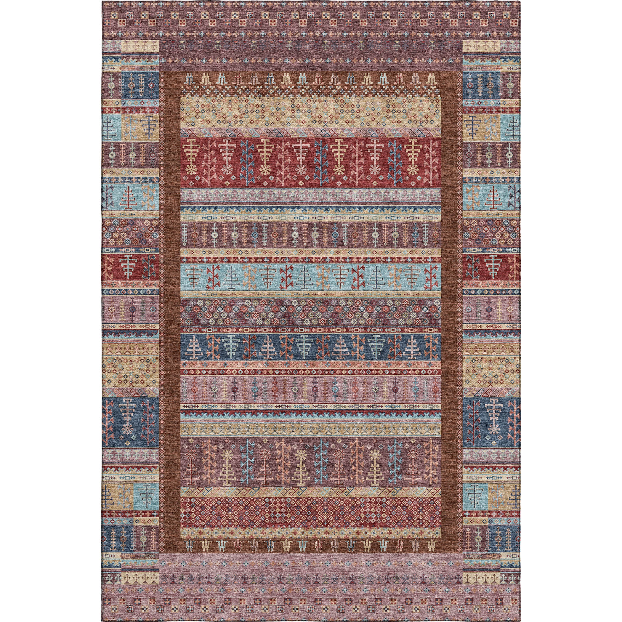 Luang Prabang Machine Washable Transitional Red Rug 2'6" x 3'10" #shape_Rectangle