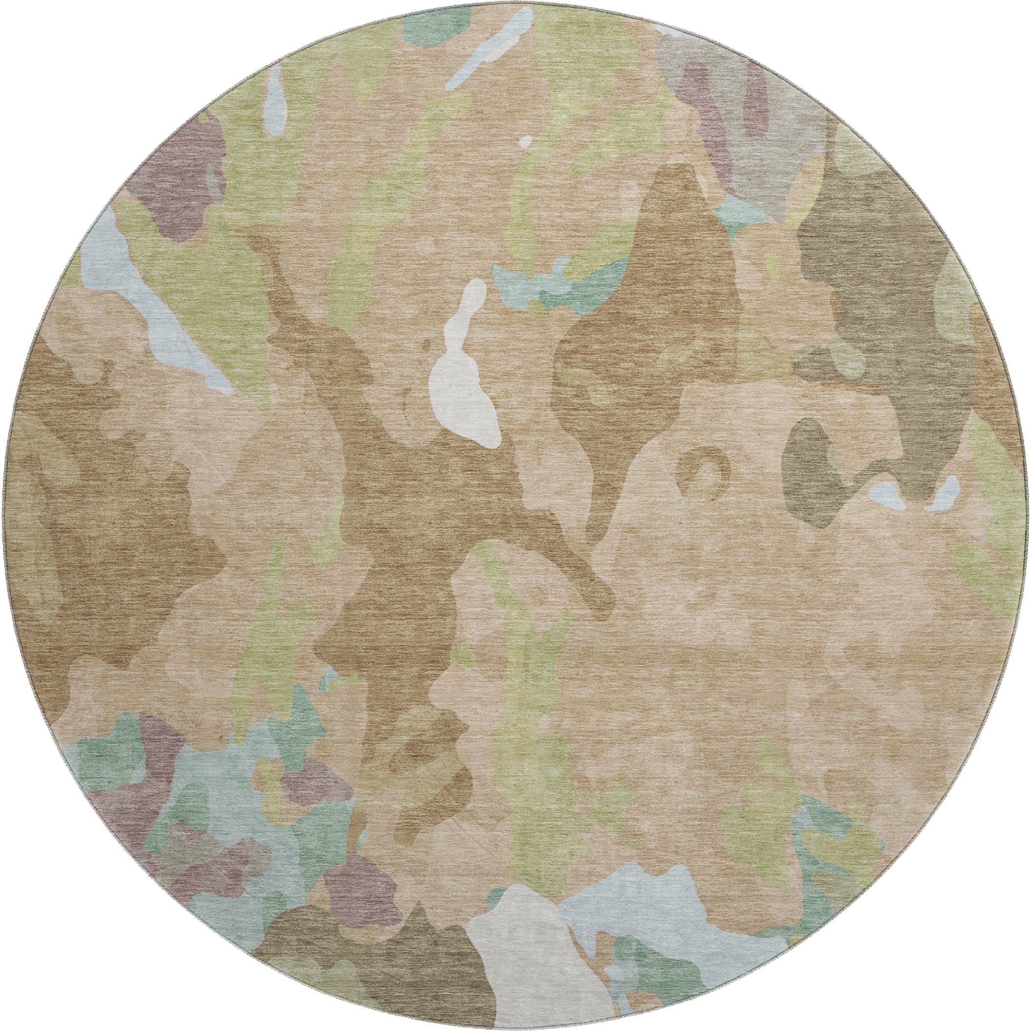 Vienna Machine Washable Transitional Beige Brown Rug 8' x 8' #shape_Round