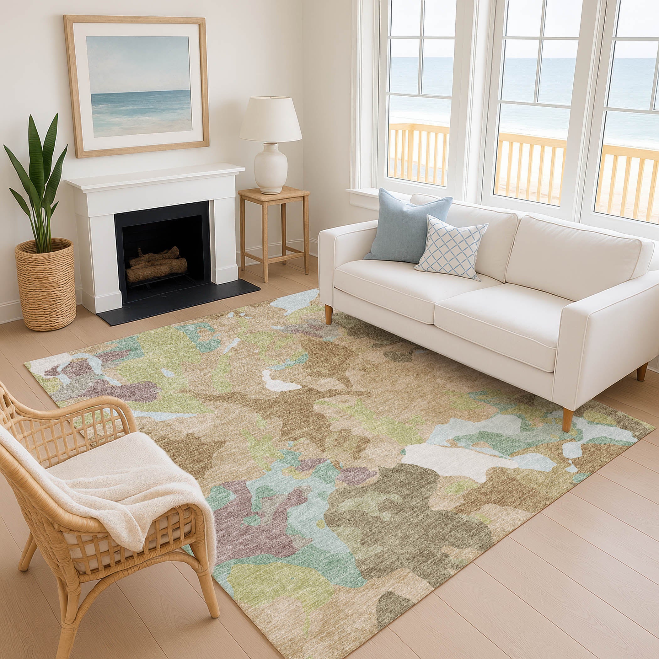 Vienna Machine Washable Transitional Beige Brown Rug 2'6" x 3'10" #shape_Rectangle
