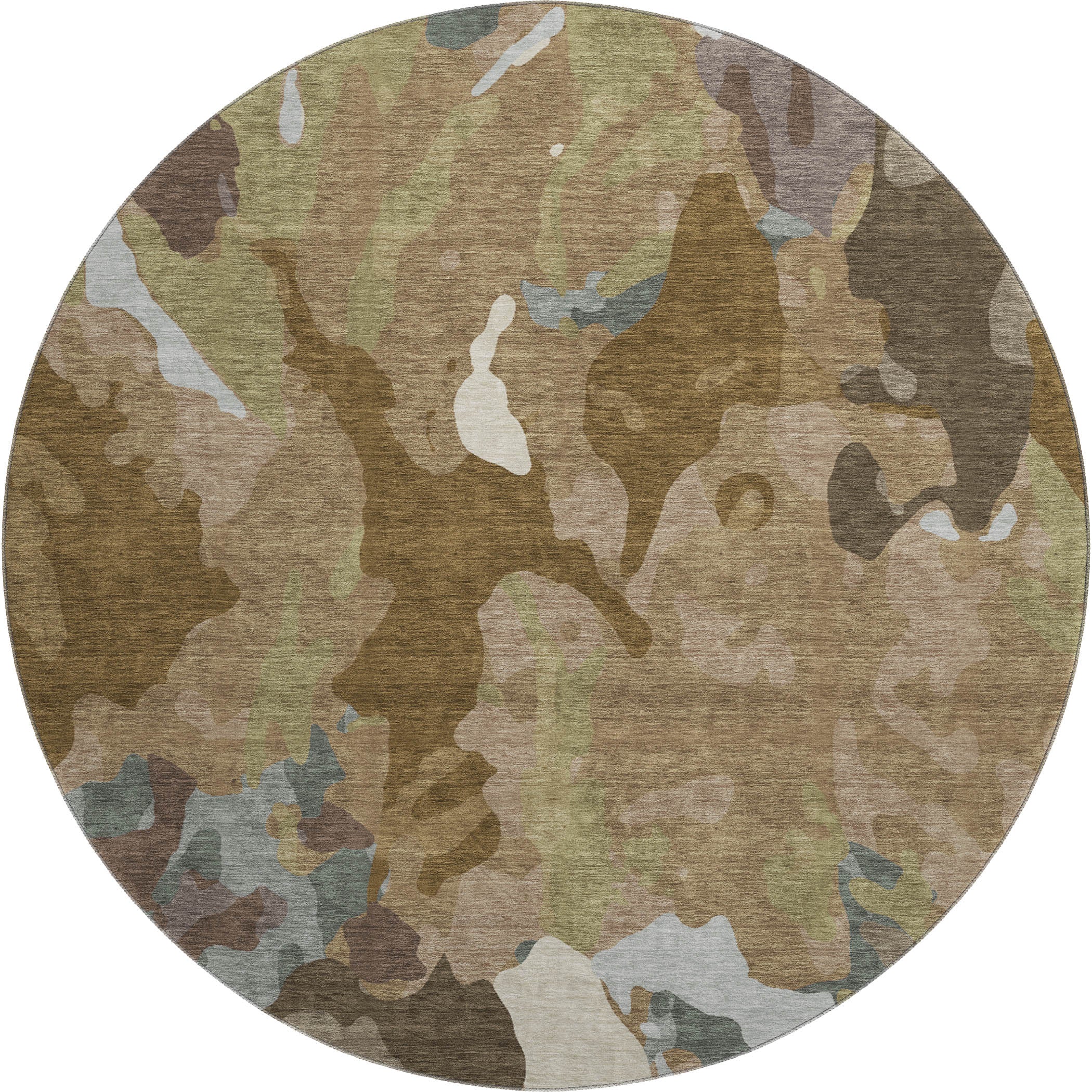 Vienna Machine Washable Transitional Brown Rug 8' x 8' #shape_Round