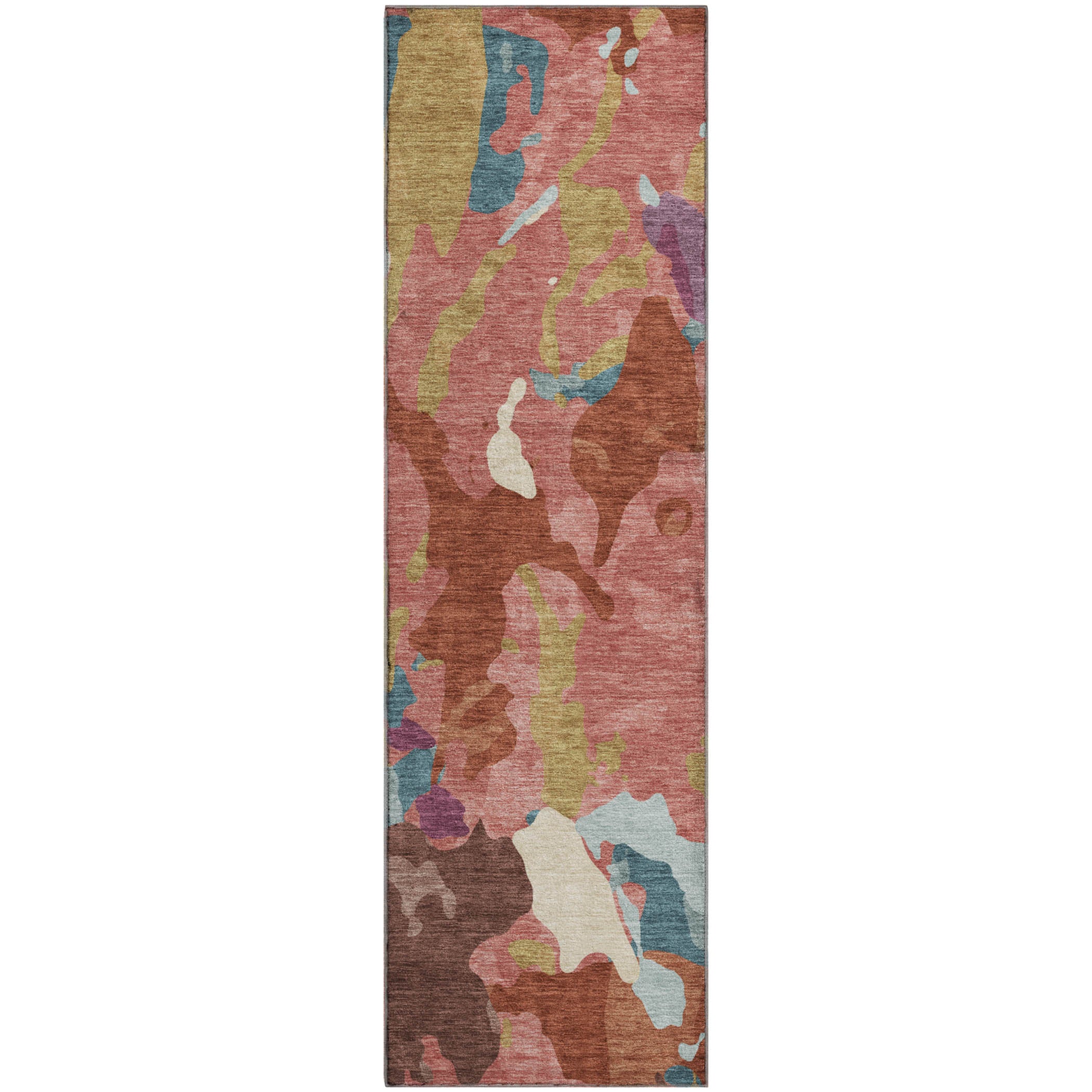 Vienna Machine Washable Transitional Pink Rug 2'3" x 7'6" #shape_Runner