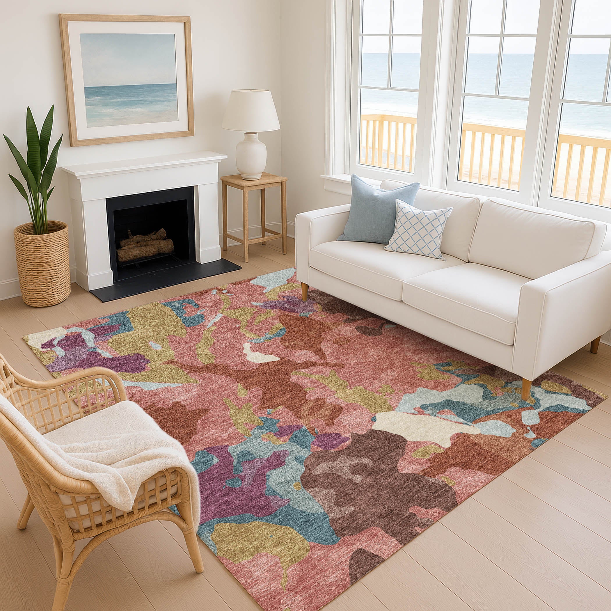 Vienna Machine Washable Transitional Pink Rug 2'6" x 3'10" #shape_Rectangle